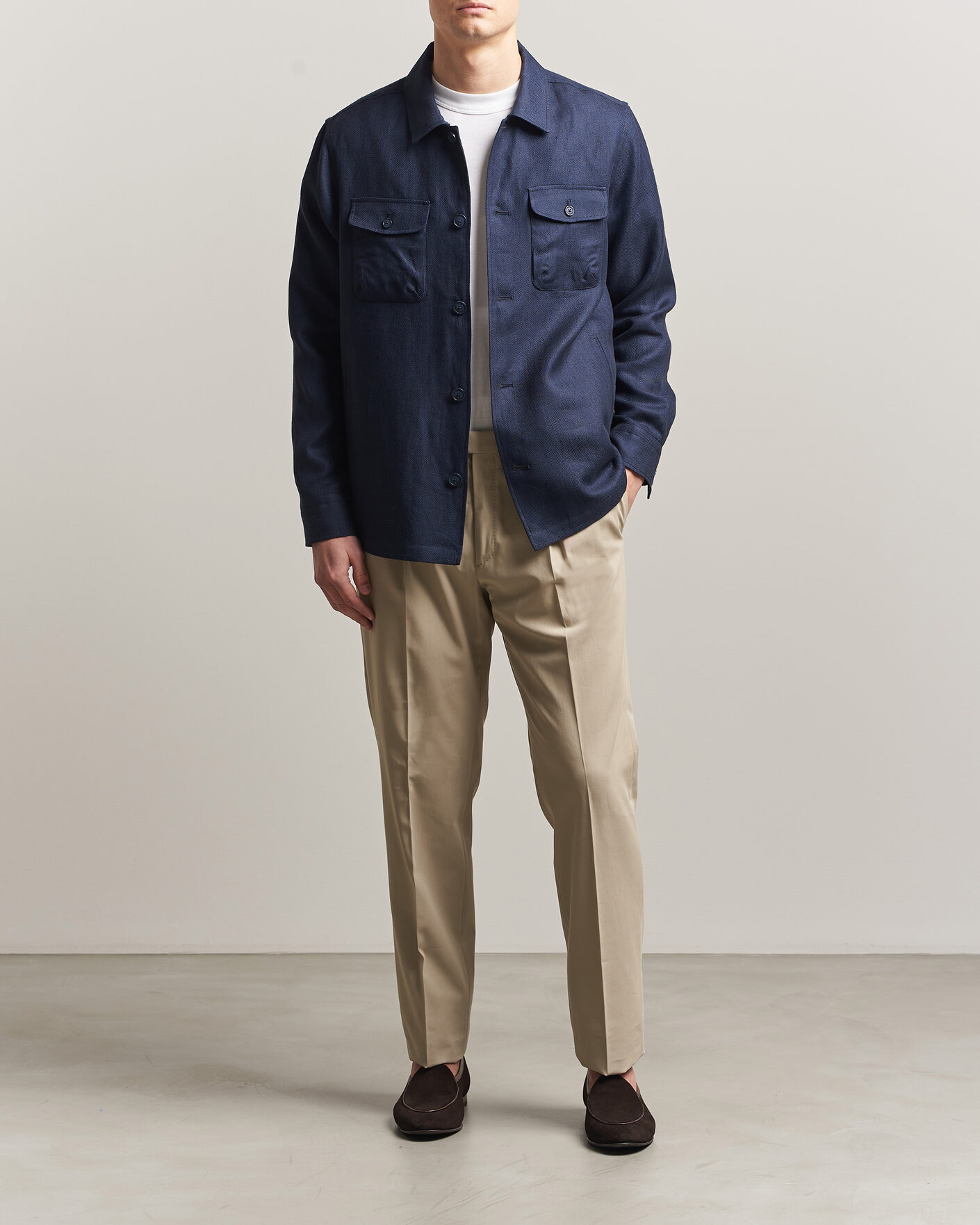 Herr | Byxor | Incotex | Ice Cotton Twill Pants Sand