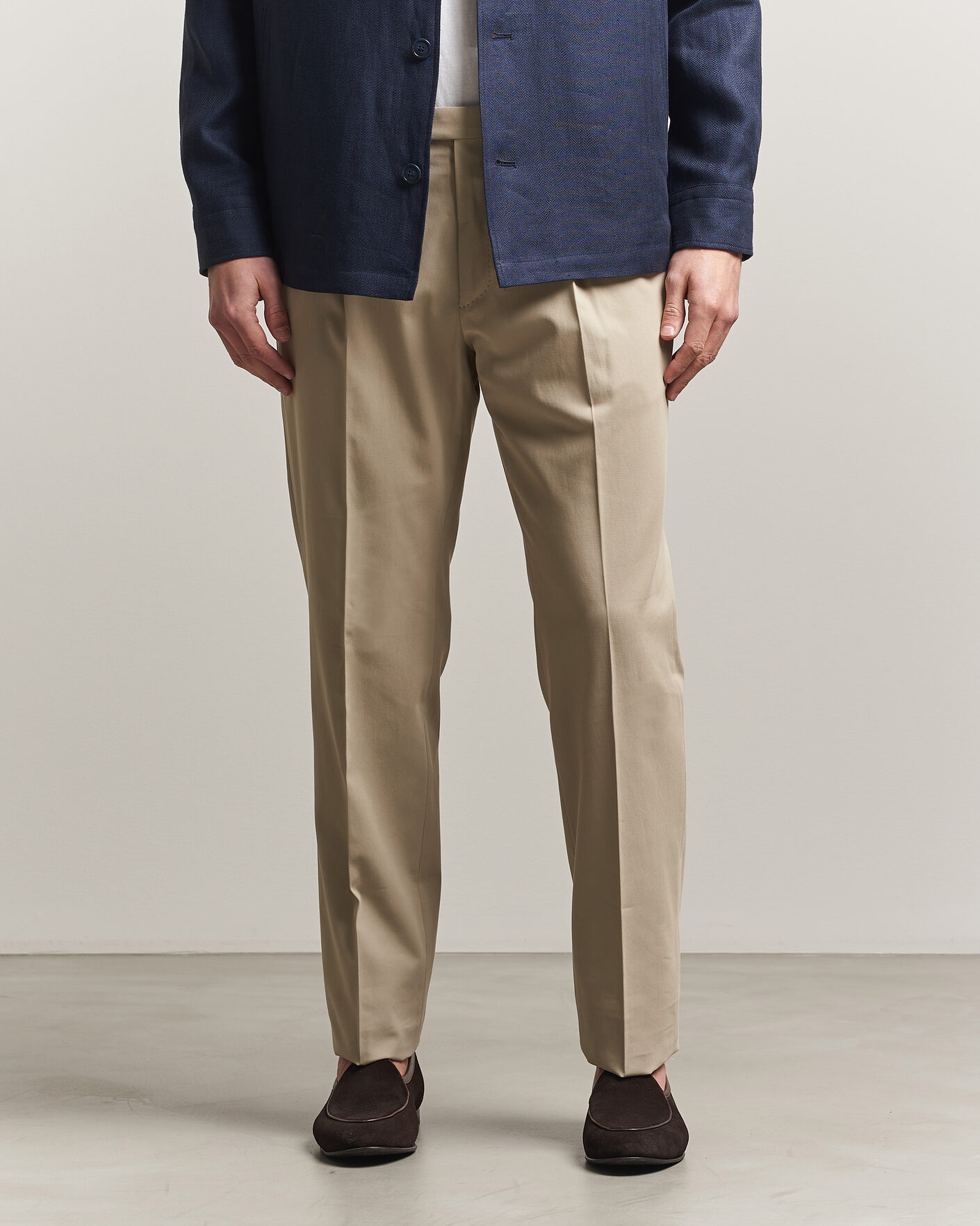 Herr | Byxor | Incotex | Ice Cotton Twill Pants Sand