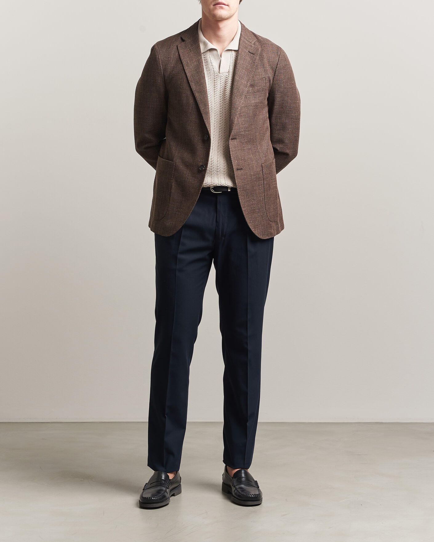 Herr | Byxor | Incotex | Ice Cotton Twill Pants Navy