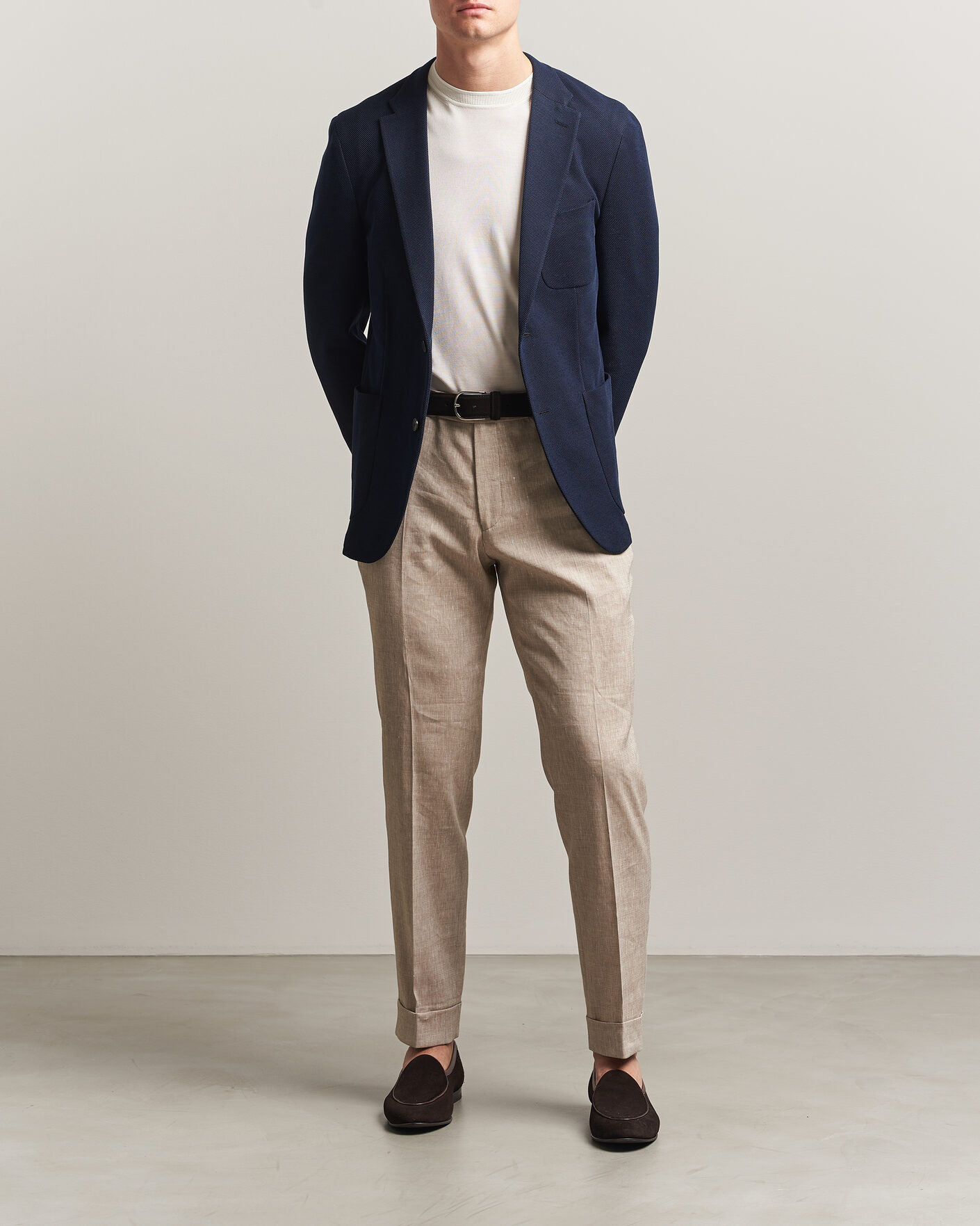Herr | Kavajer | Incotex | Unconstructed Jersey Blazer Navy