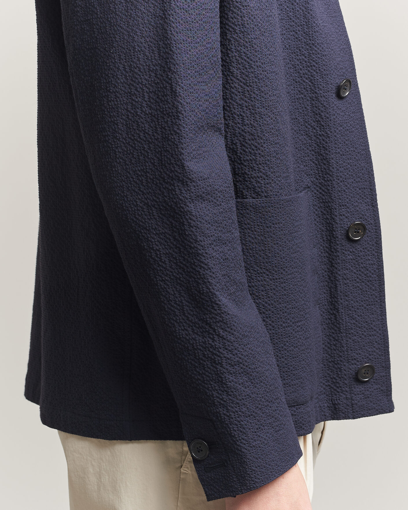 Herr | Jackor | Incotex | Seersucker Cotton/Silk Chore Jacket Navy