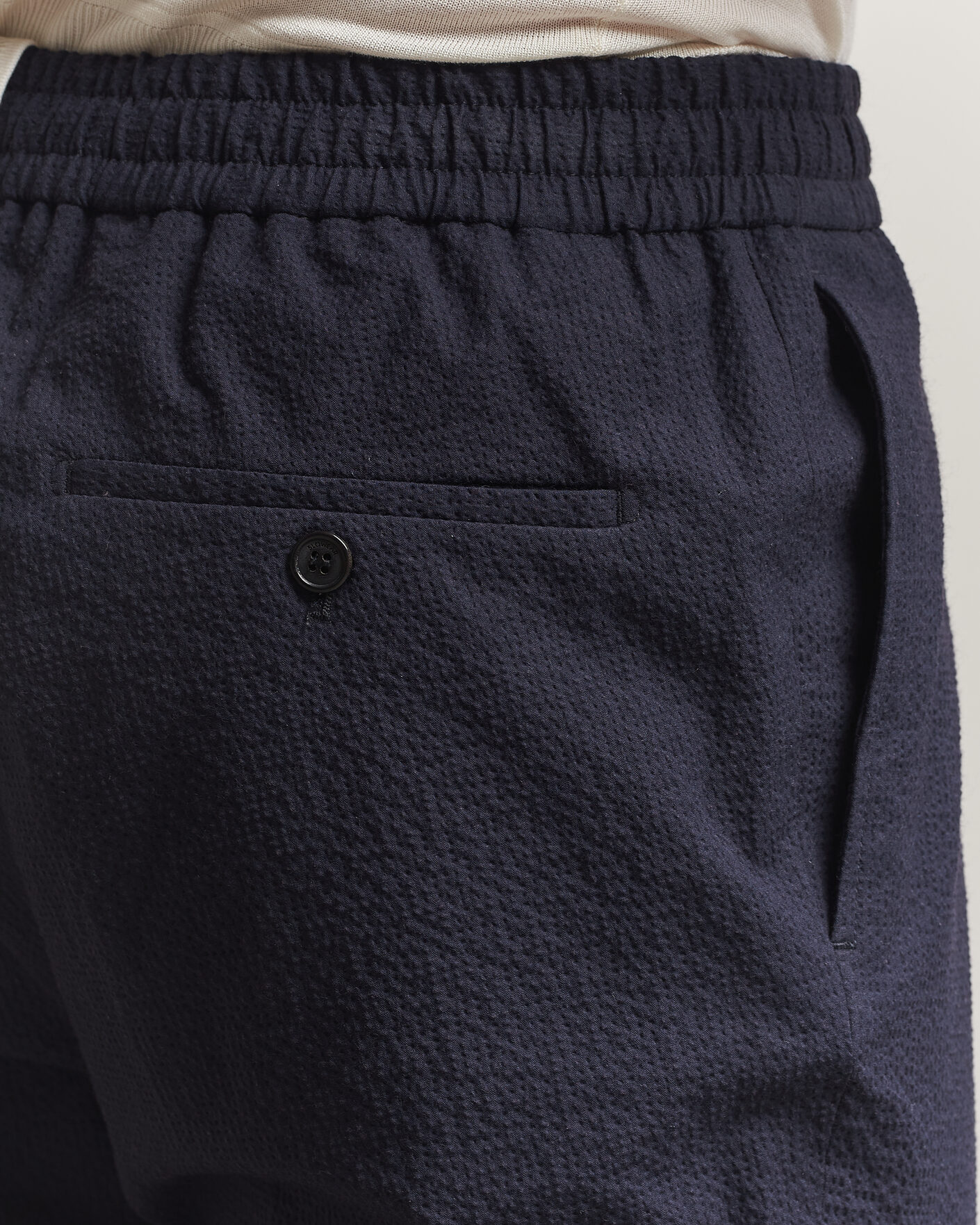 Herr | Byxor | Incotex | Tapered Fit Seersucker Pants Navy