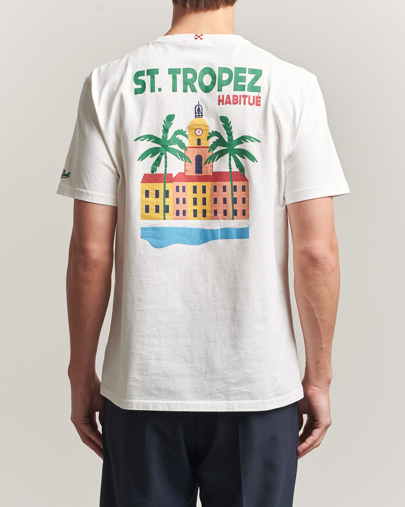 Herr | T-Shirts | MC2 Saint Barth | Back Printed Cotton T-Shirt St Tropez Sun