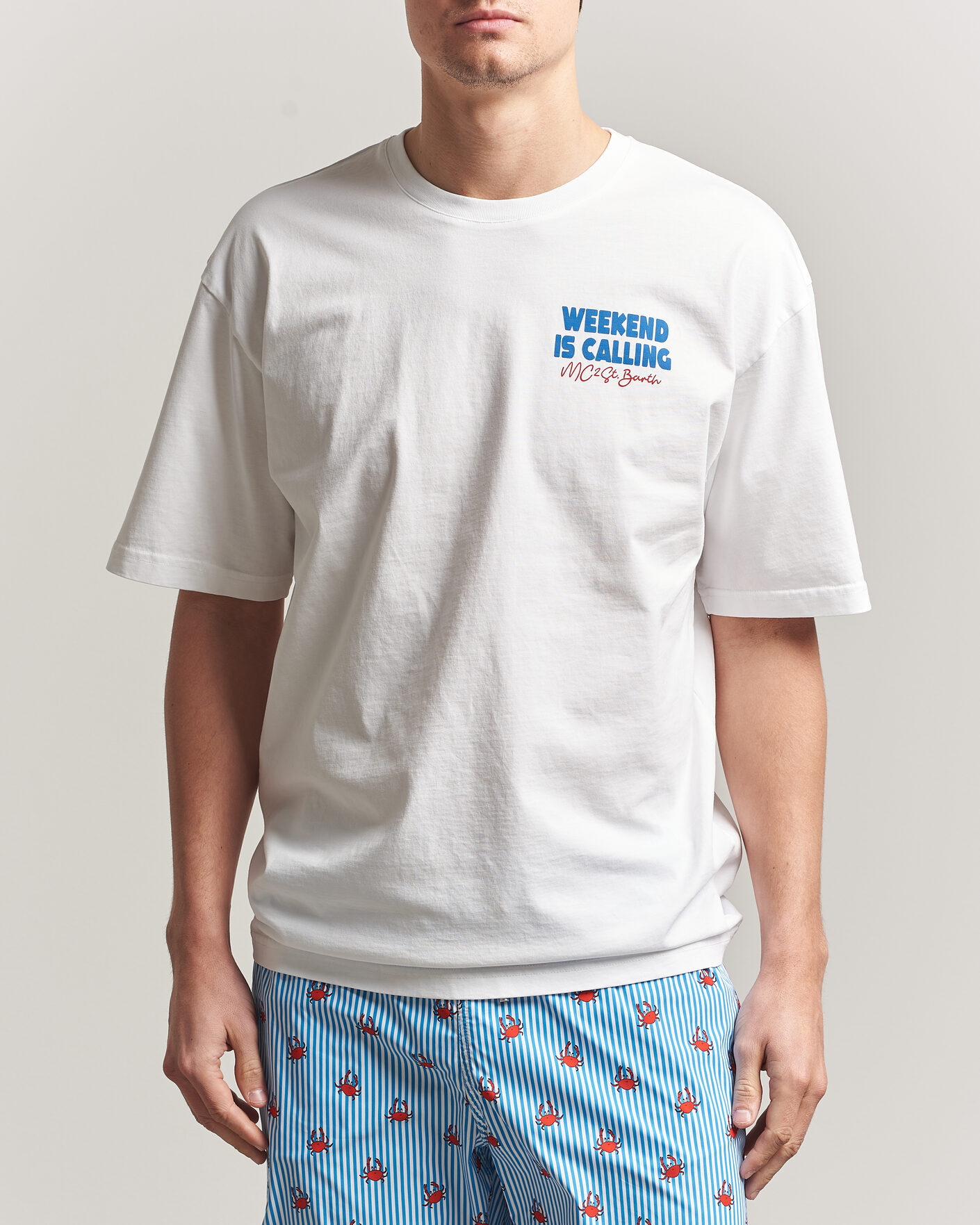 Herr | T-Shirts | MC2 Saint Barth | Back Printed Cotton T-Shirt Weekend Jet