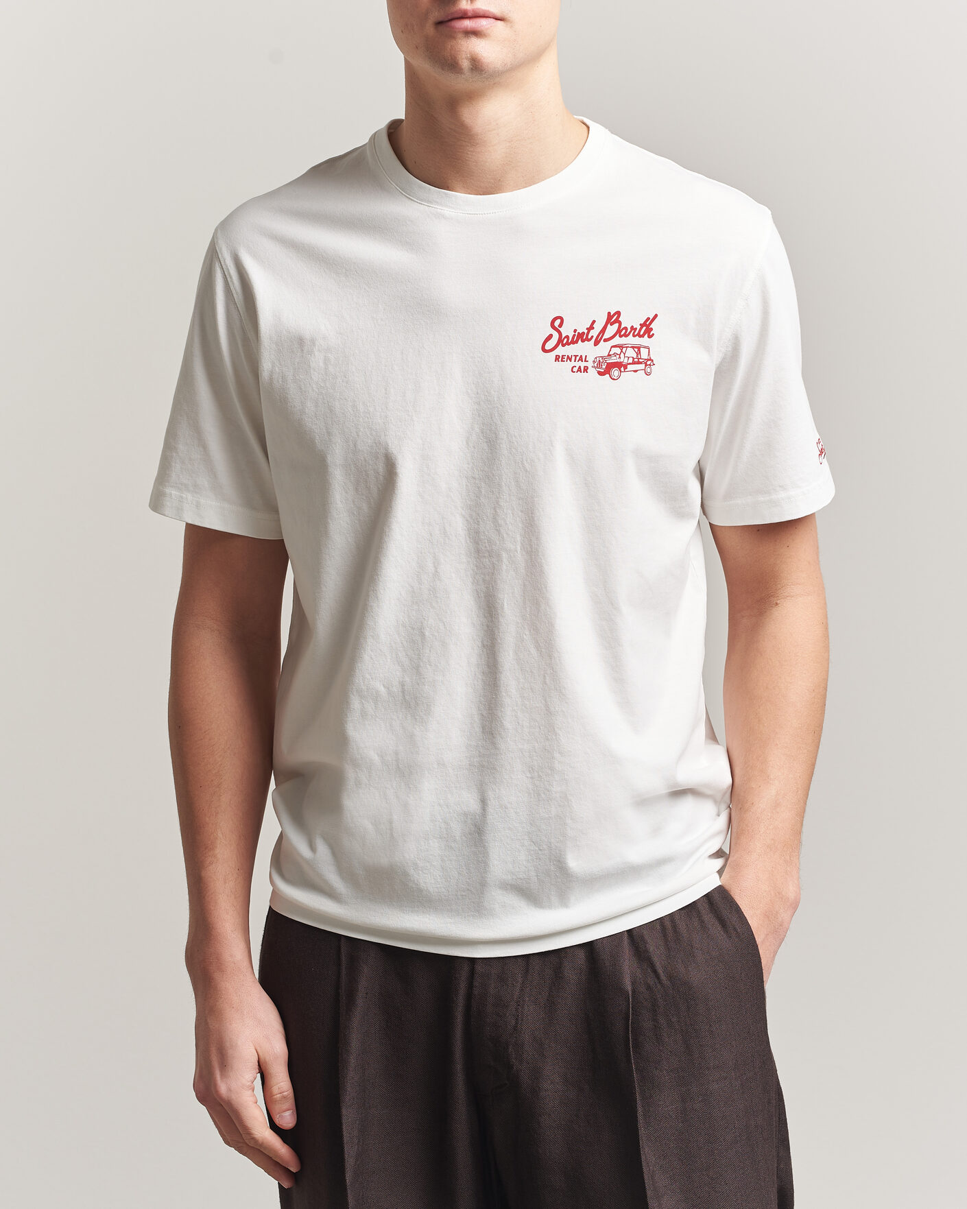 Herr | T-Shirts | MC2 Saint Barth | Back Printed Cotton T-Shirt Rental Car