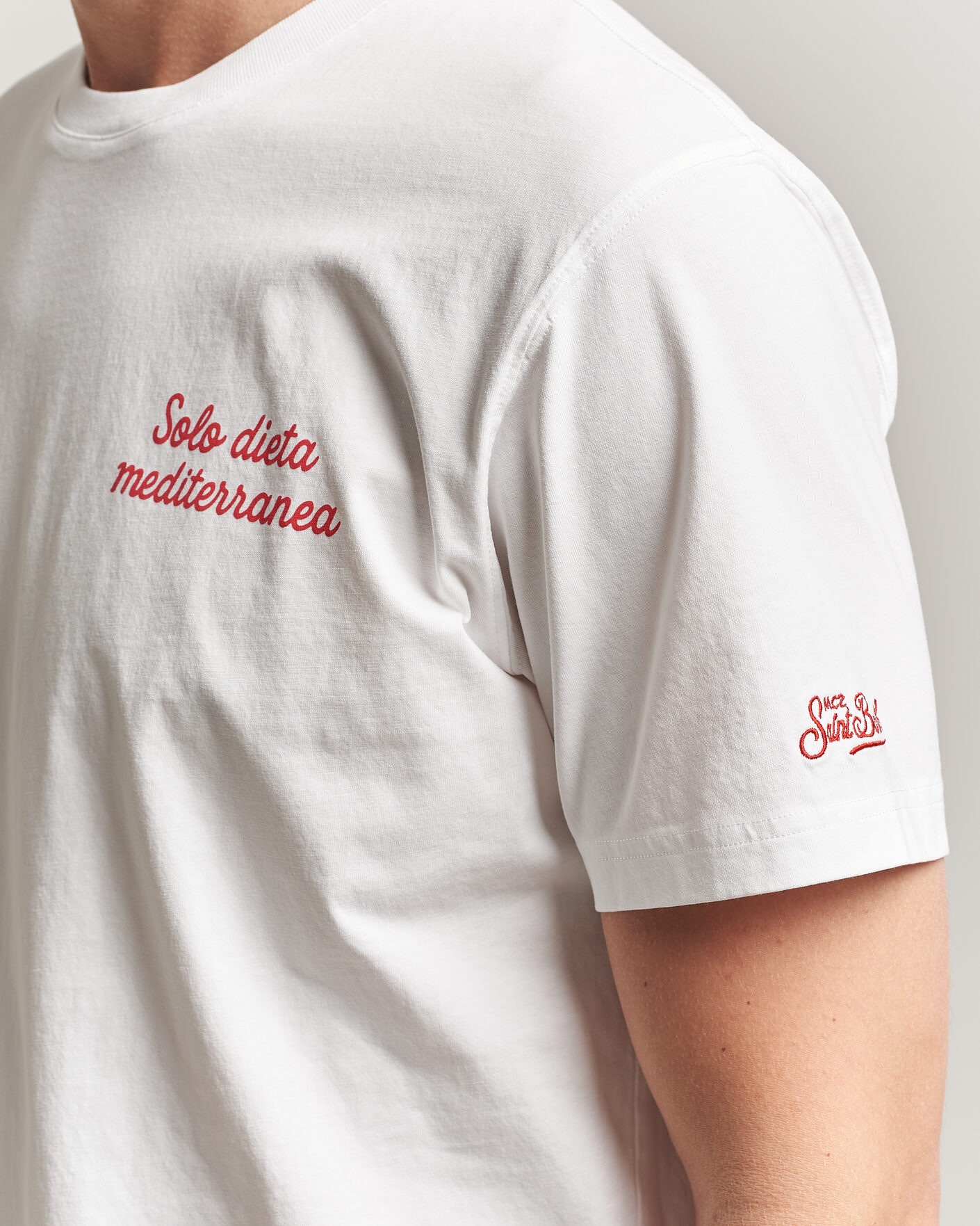 Herr | T-Shirts | MC2 Saint Barth | Back Printed Cotton T-Shirt Dieta Mediterranea