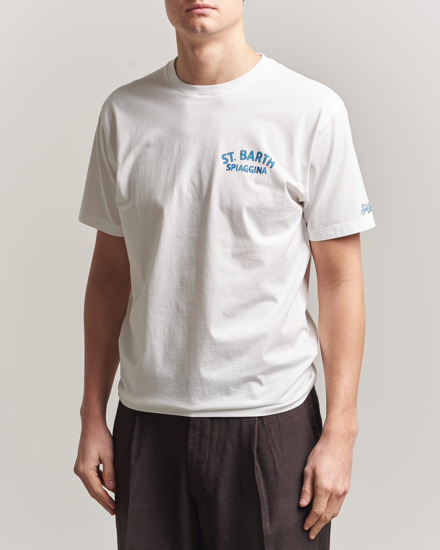 Herr | T-Shirts | MC2 Saint Barth | Back Printed Cotton T-Shirt Spiaggina