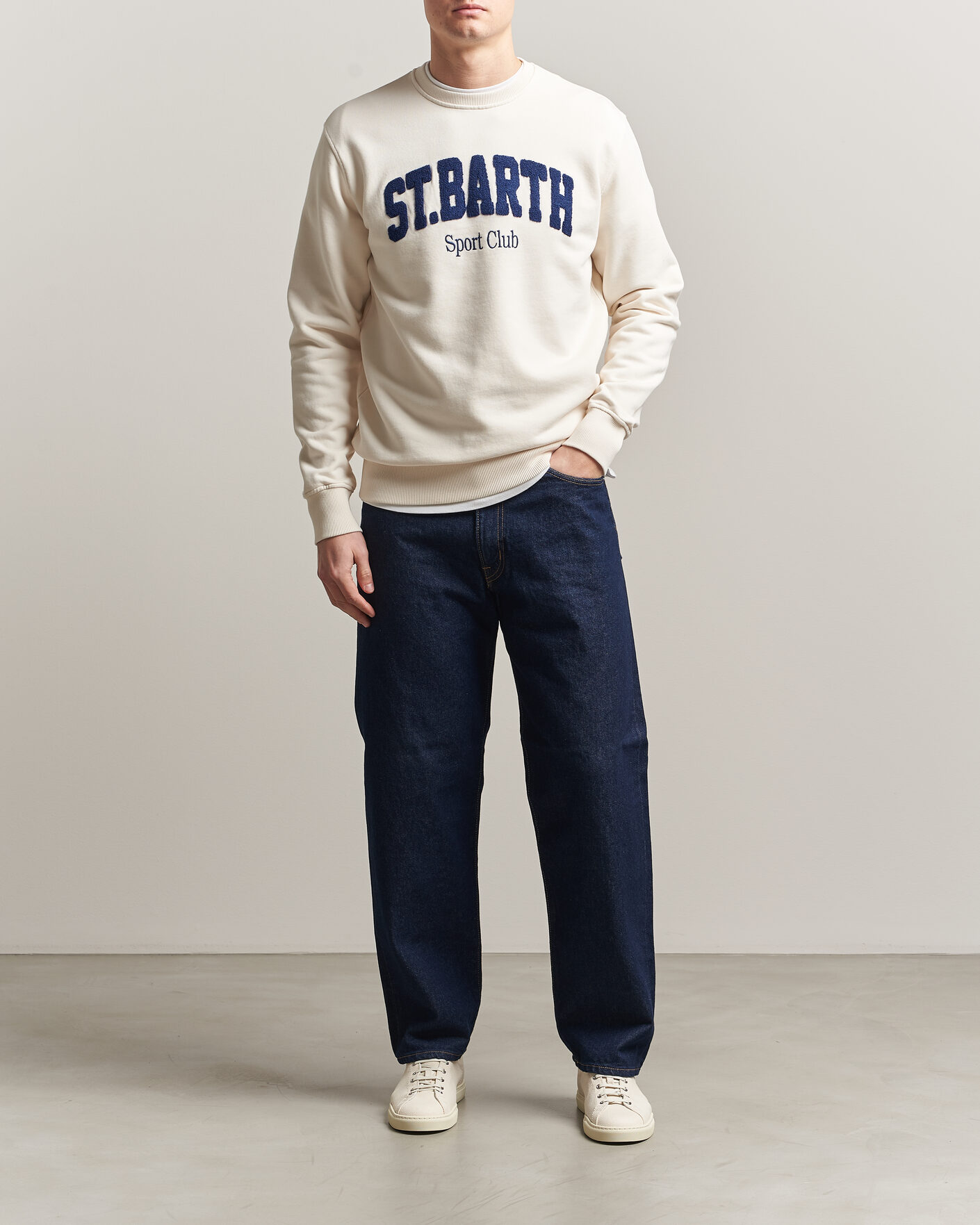 Herr | Tröjor | MC2 Saint Barth | Terry Cotton Logo Sweatshirt Off White