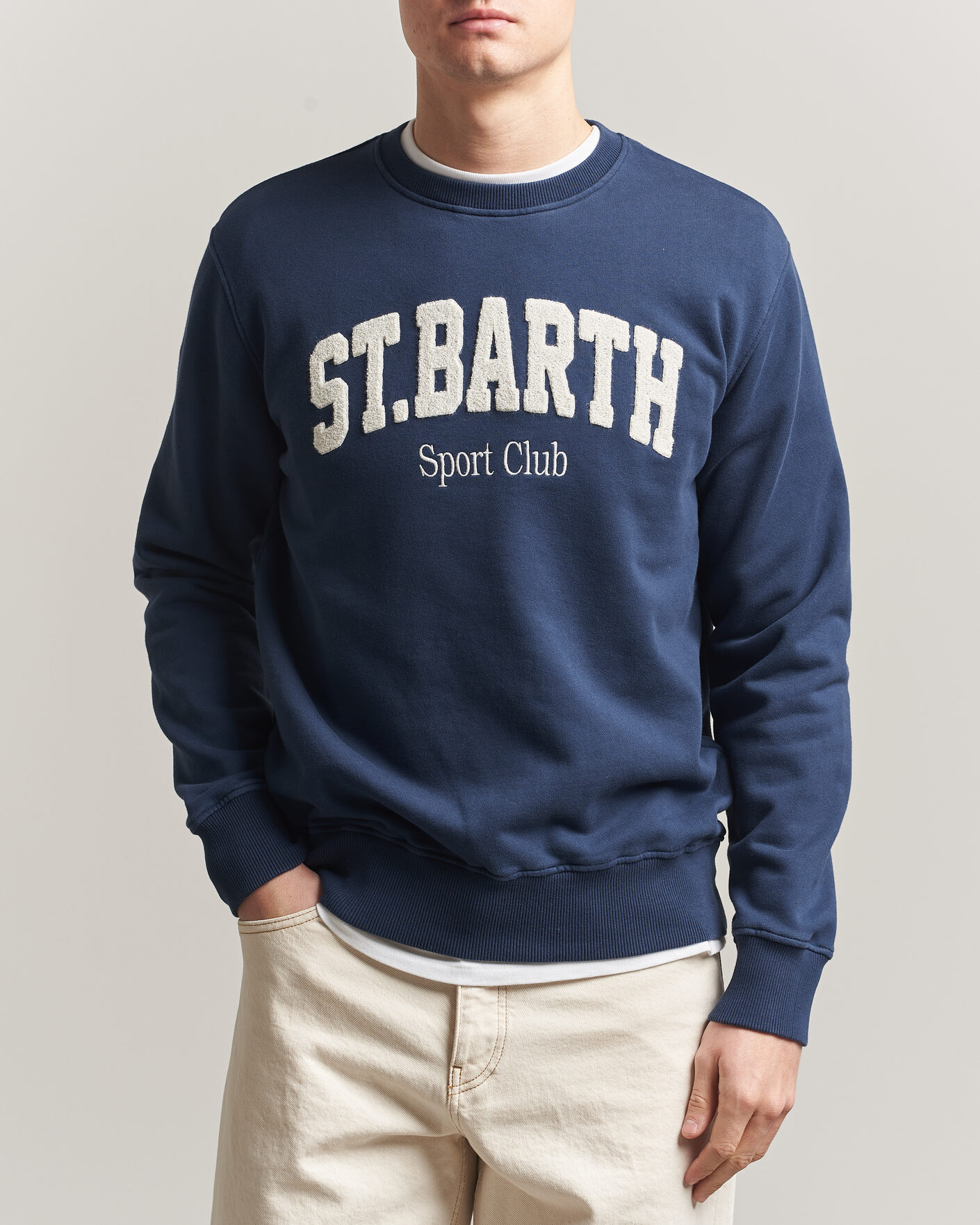 Herr | Tröjor | MC2 Saint Barth | Terry Cotton Logo Sweatshirt Navy