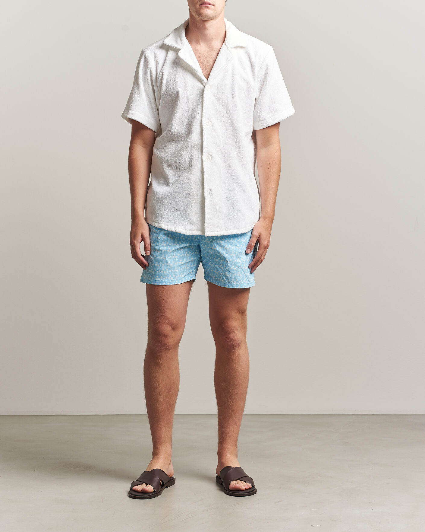 Herr | Badbyxor | MC2 Saint Barth | Printed Swim Shorts Blue Palms