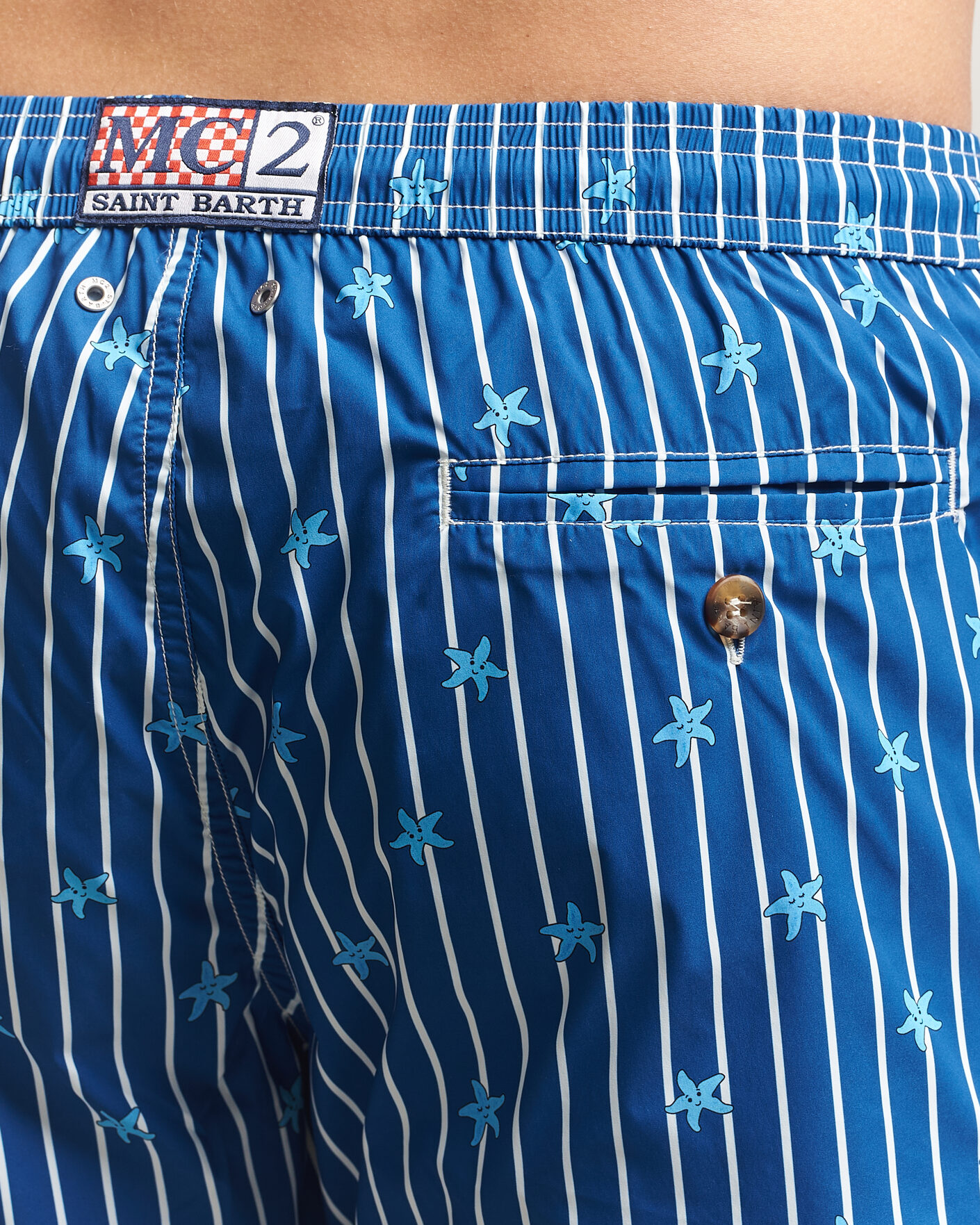 Herr | Badbyxor | MC2 Saint Barth | Printed Swim Shorts Blue Starfish
