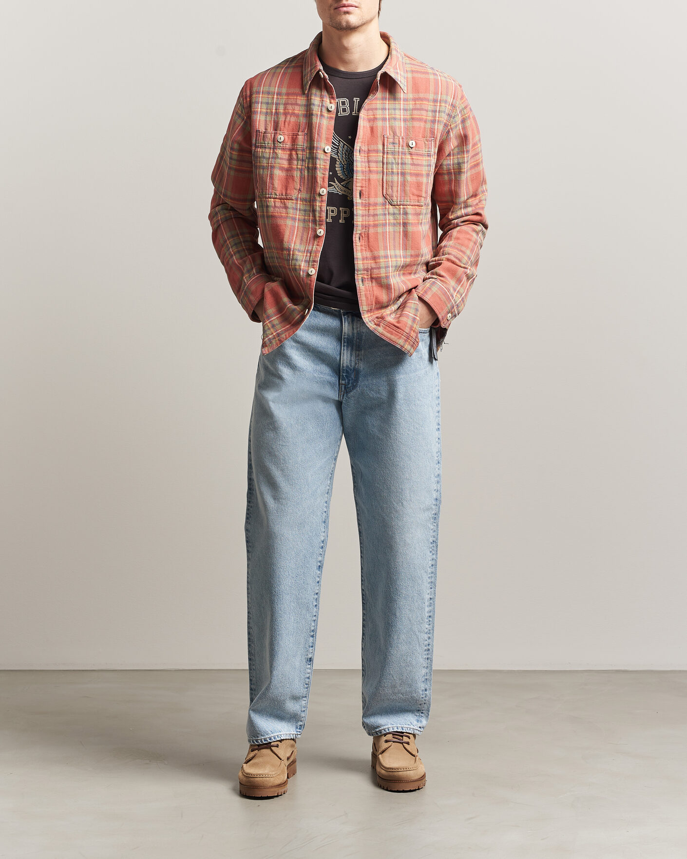 Herr | Skjortor | RRL | Cameron Double Pocket Shirt Red/Blue Check