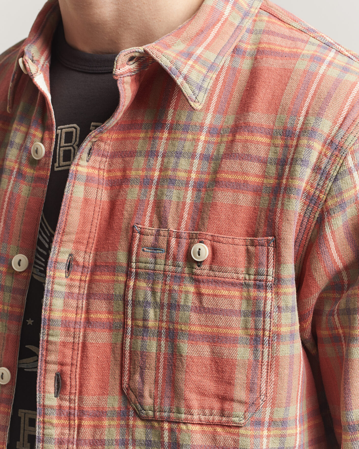 Herr | Skjortor | RRL | Cameron Double Pocket Shirt Red/Blue Check