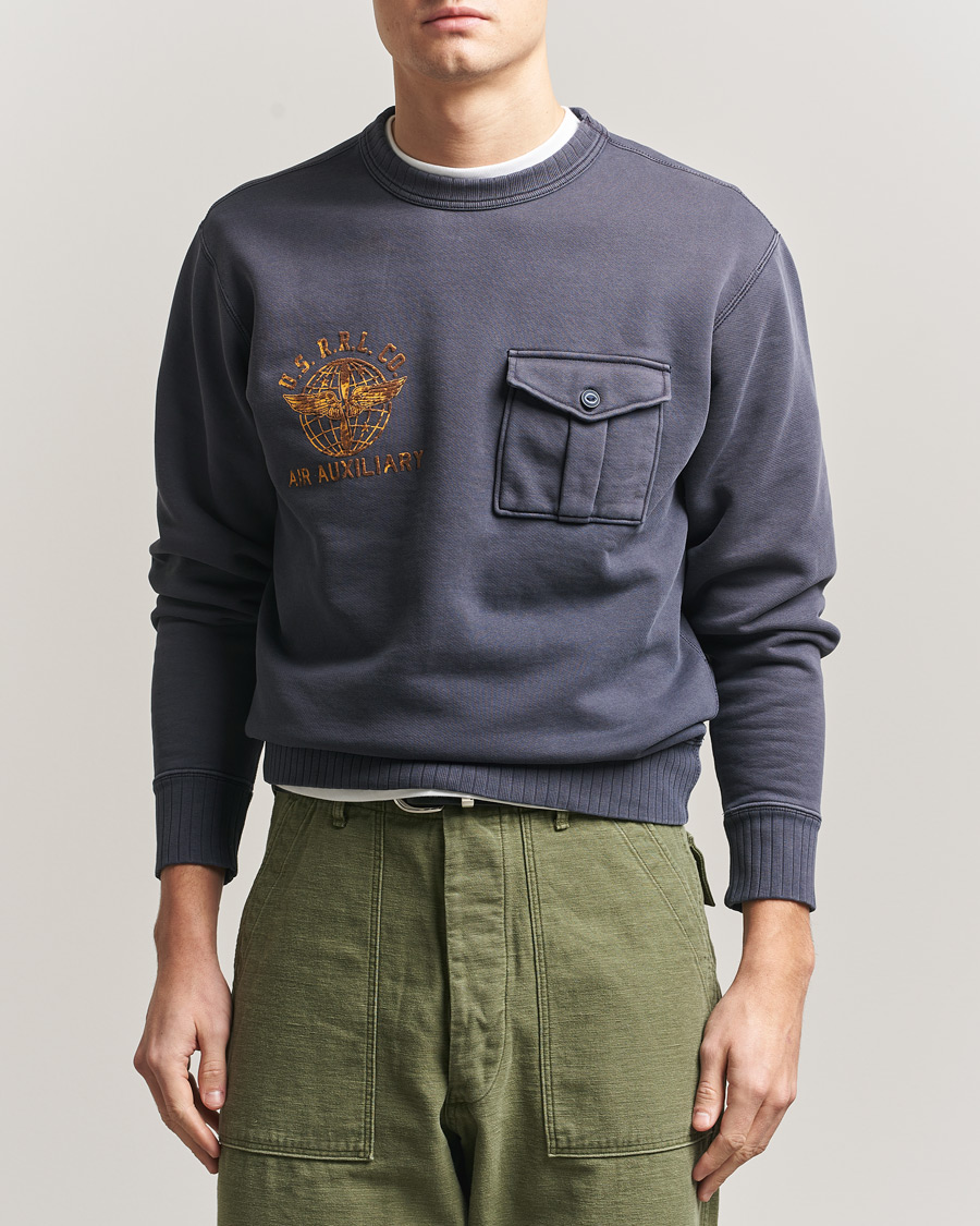 Herr | Tröjor | RRL | Training Crew Sweatshirt Faded Blue