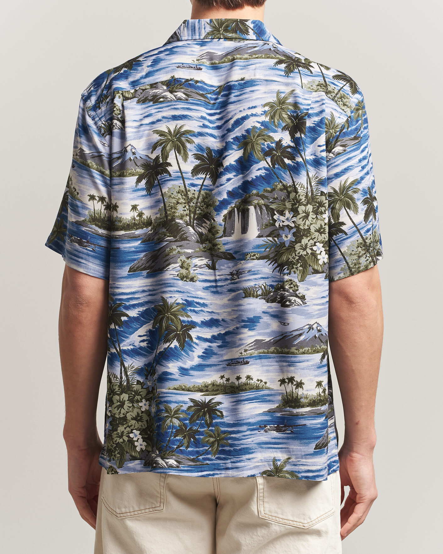 Herr | Skjortor | RRL | Printed Camp Shirt Blue