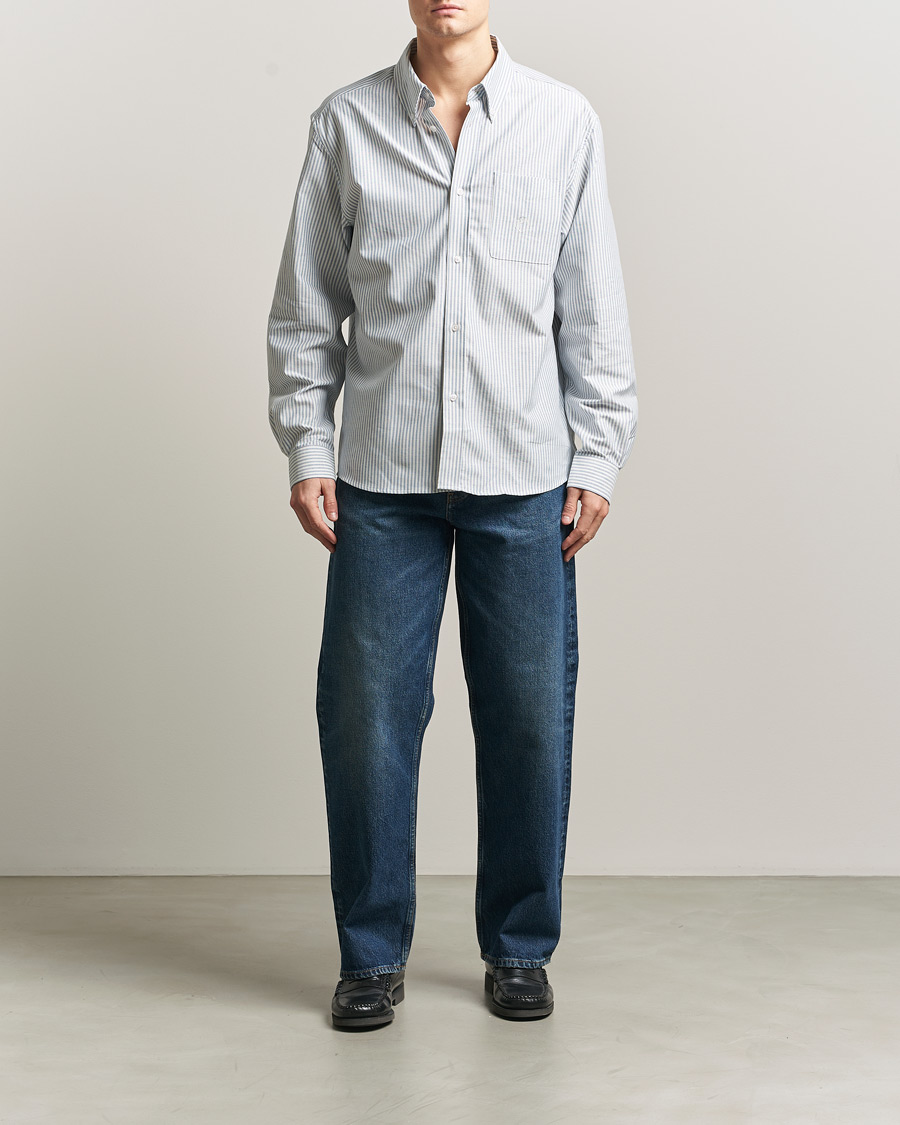 Herr | Skjortor | Palmes | Deuce Oxford Shirt Light Blue Stripe