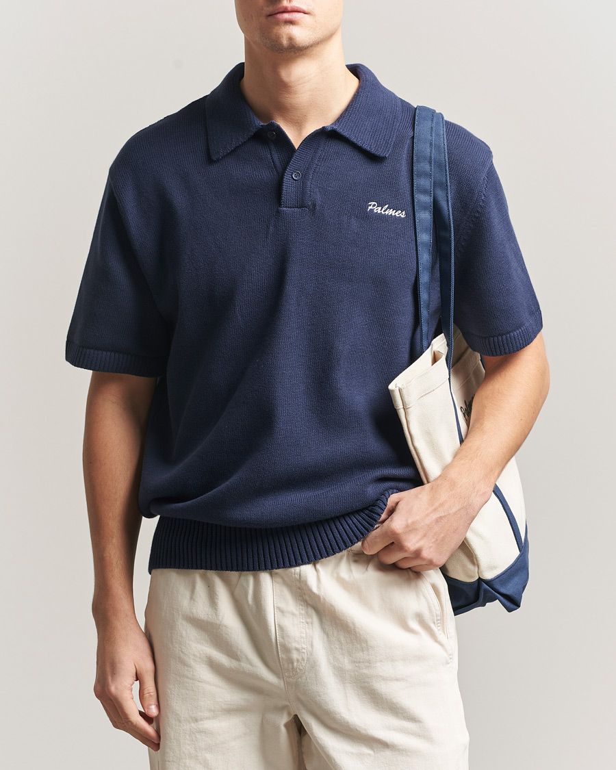 Herr | Pikéer | Palmes | Cotton Knit Polo Navy