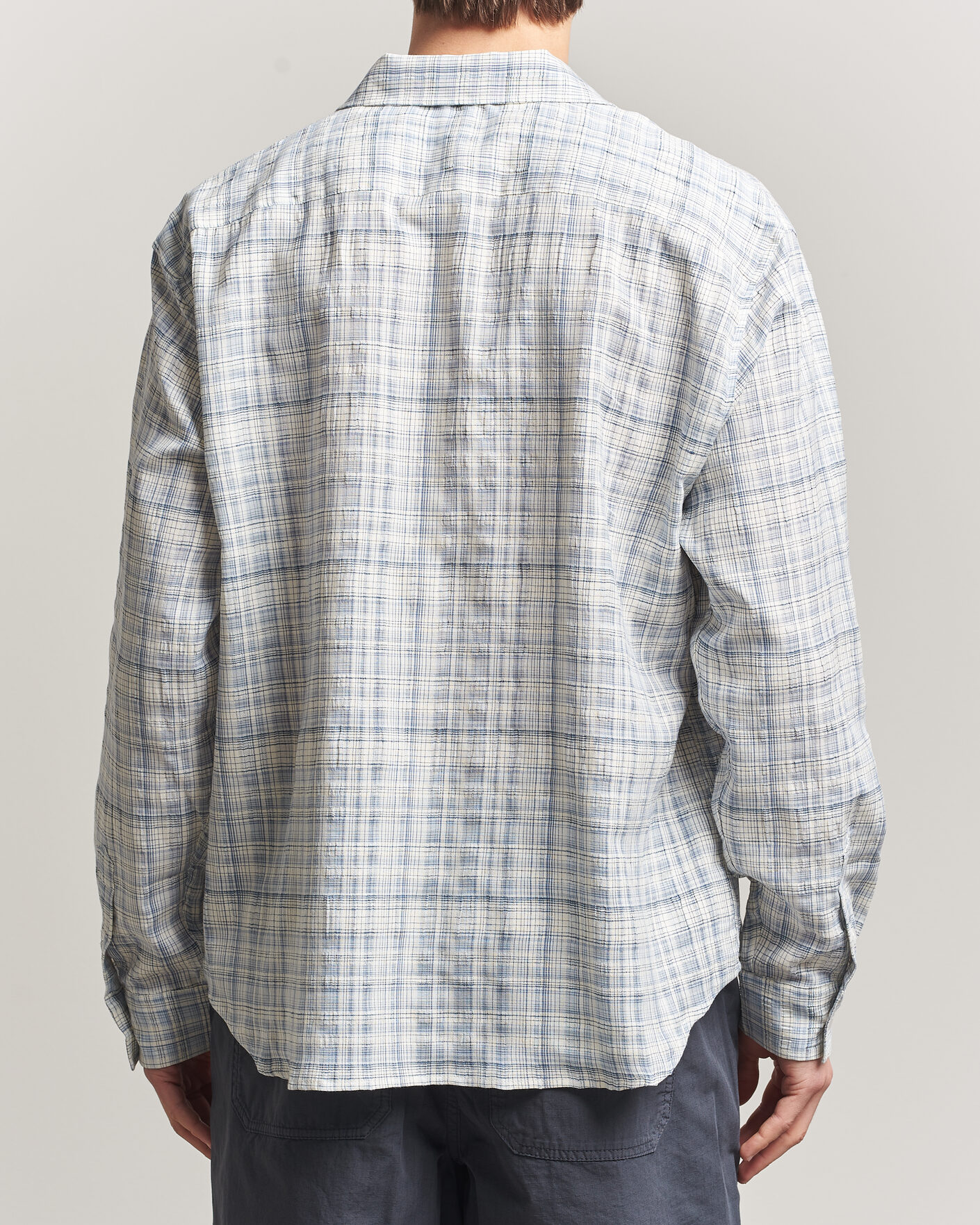 Herr | Skjortor | Palmes | Cotton/Linen Shirt Light Blue Check