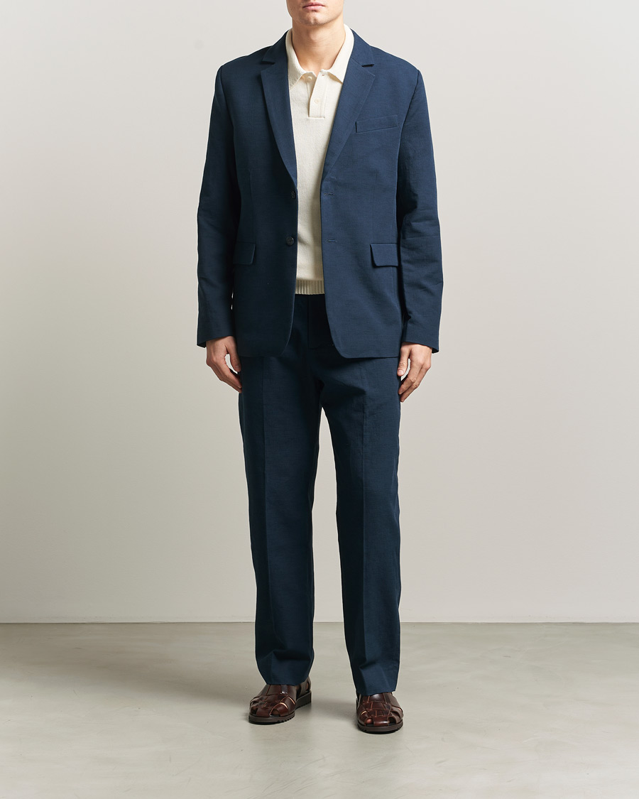 Herr | Kavajer | Palmes | Single Breasted Cotton Blazer Navy