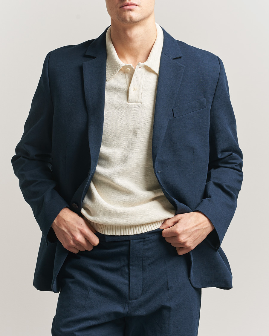 Herr | Kavajer | Palmes | Single Breasted Cotton Blazer Navy