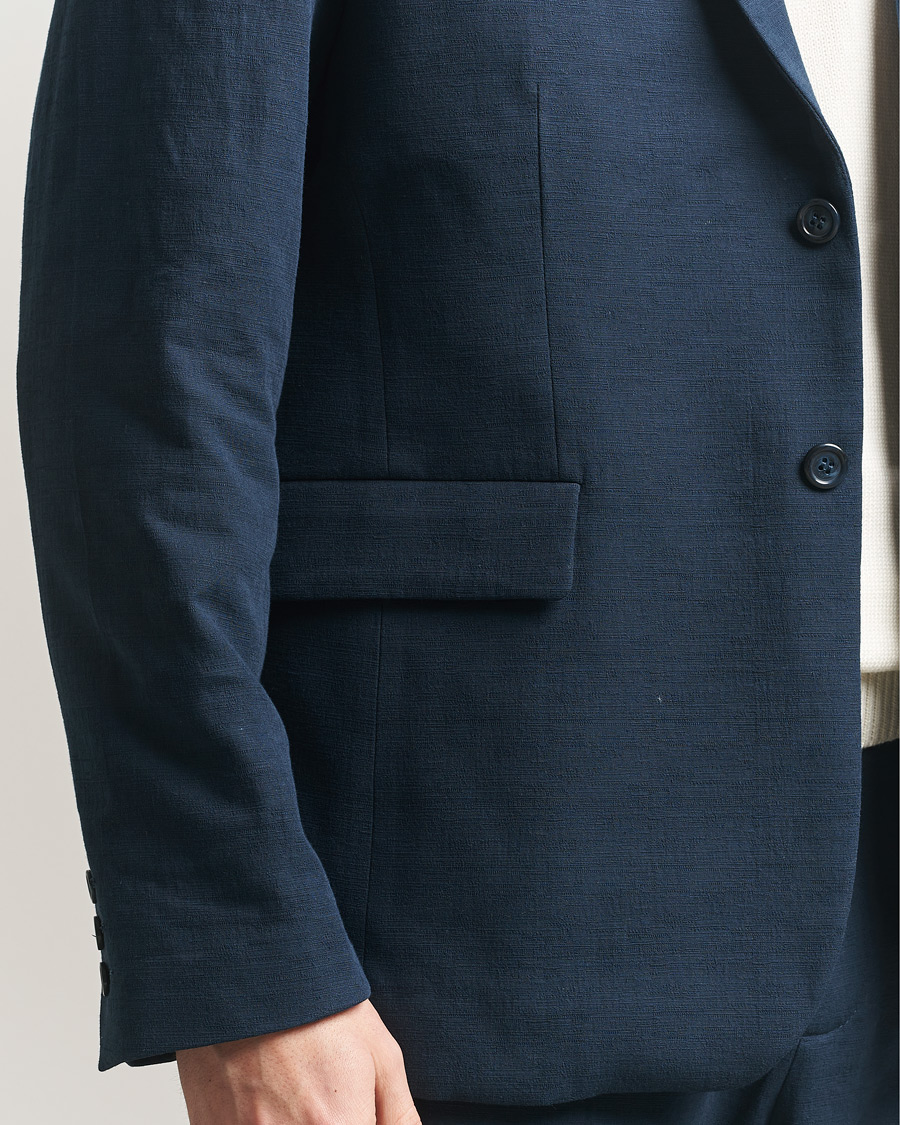Herr | Kavajer | Palmes | Single Breasted Cotton Blazer Navy