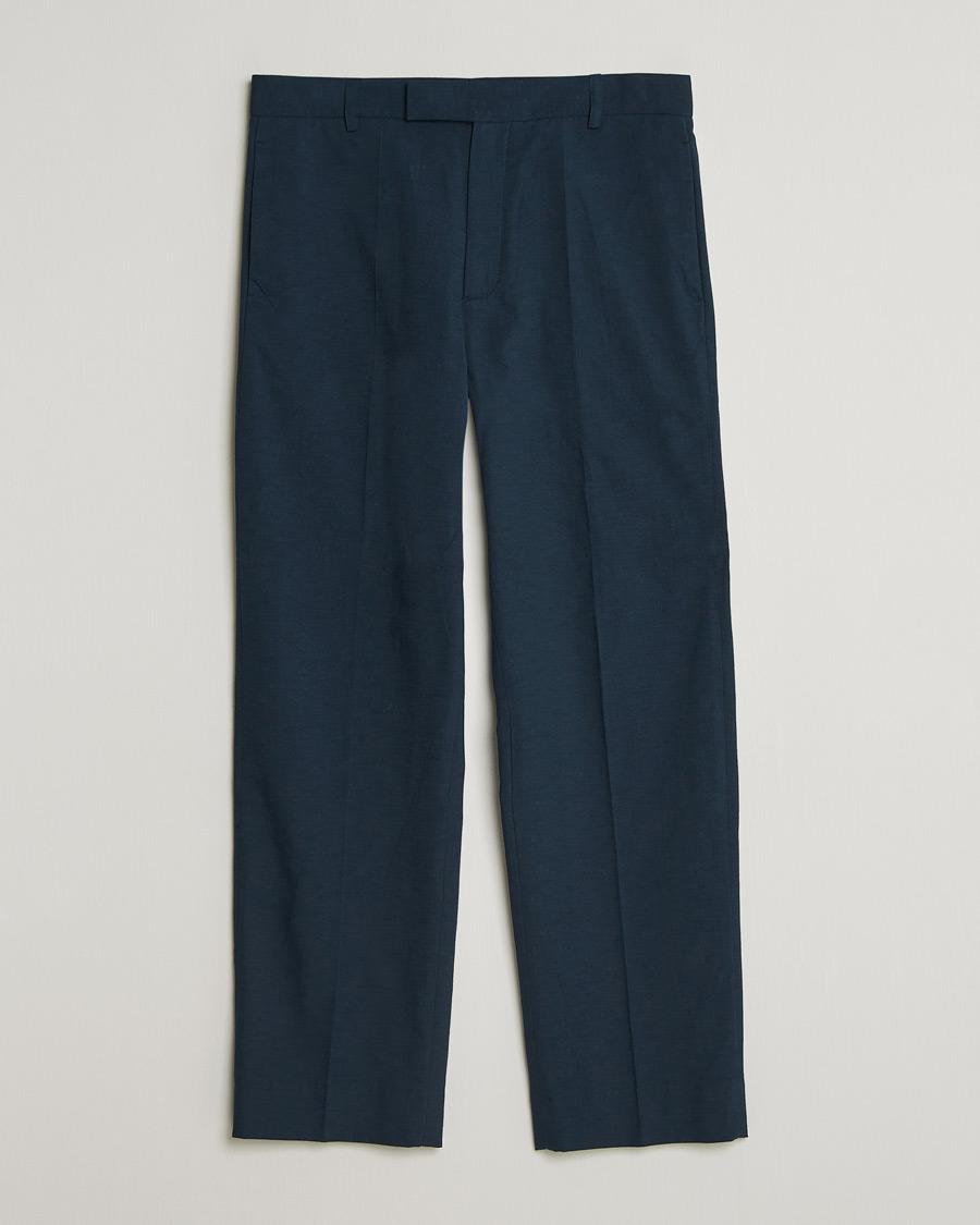 Herr | Byxor | Palmes | Pleated Cotton Trousers Navy