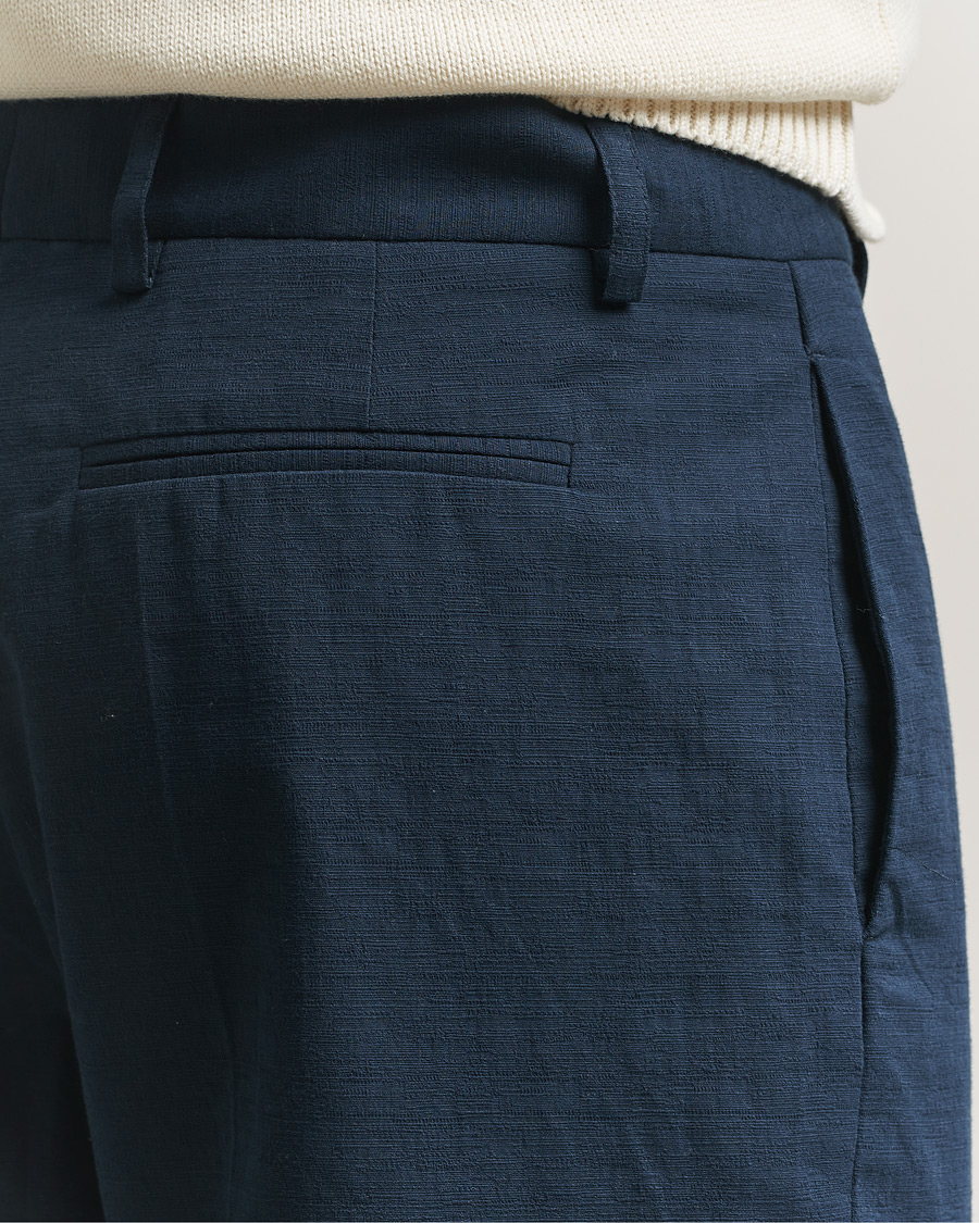 Herr | Byxor | Palmes | Pleated Cotton Trousers Navy