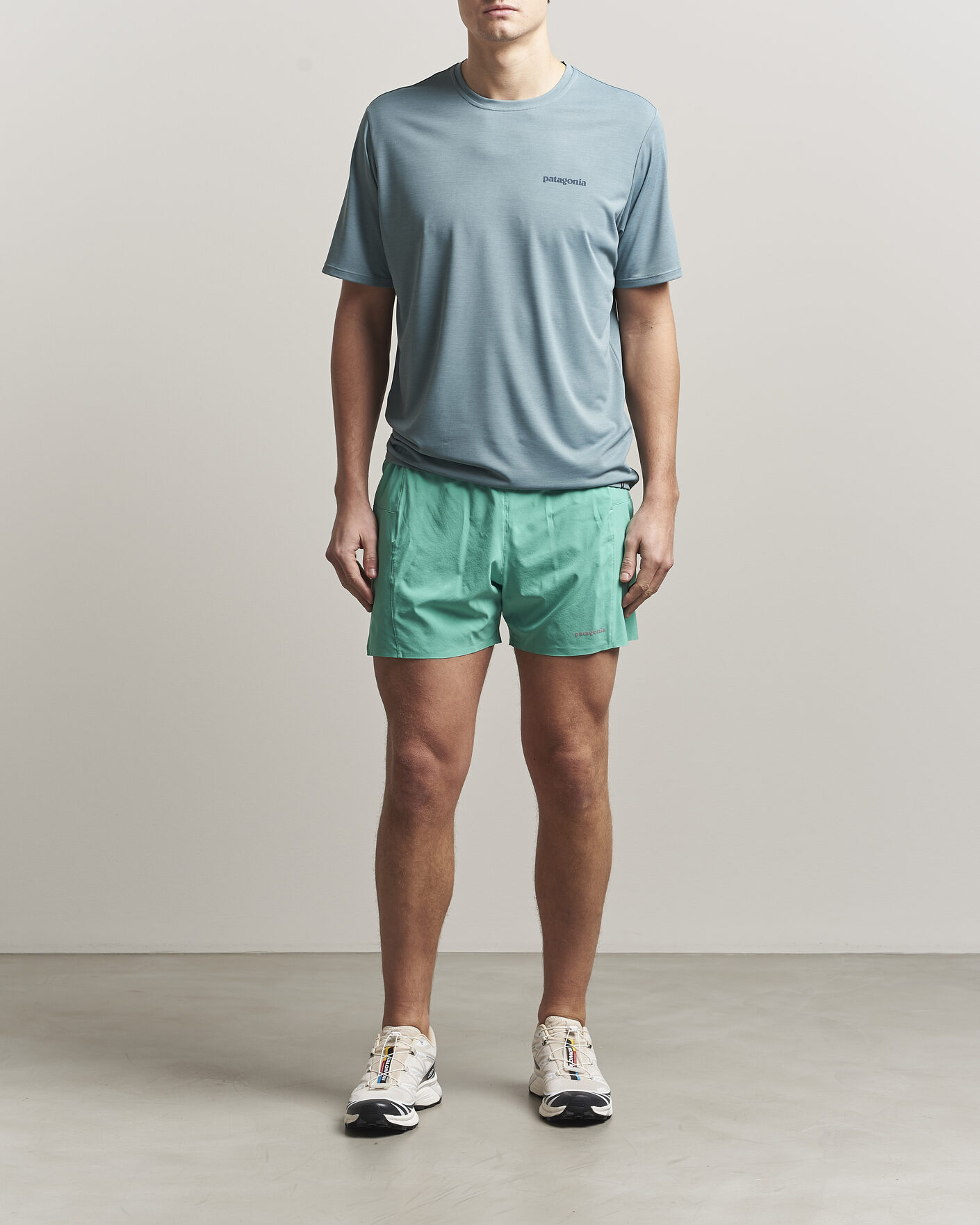 Herr | T-Shirts | Patagonia | Cap Cool Daily Logo T-Shirt Blue Sage