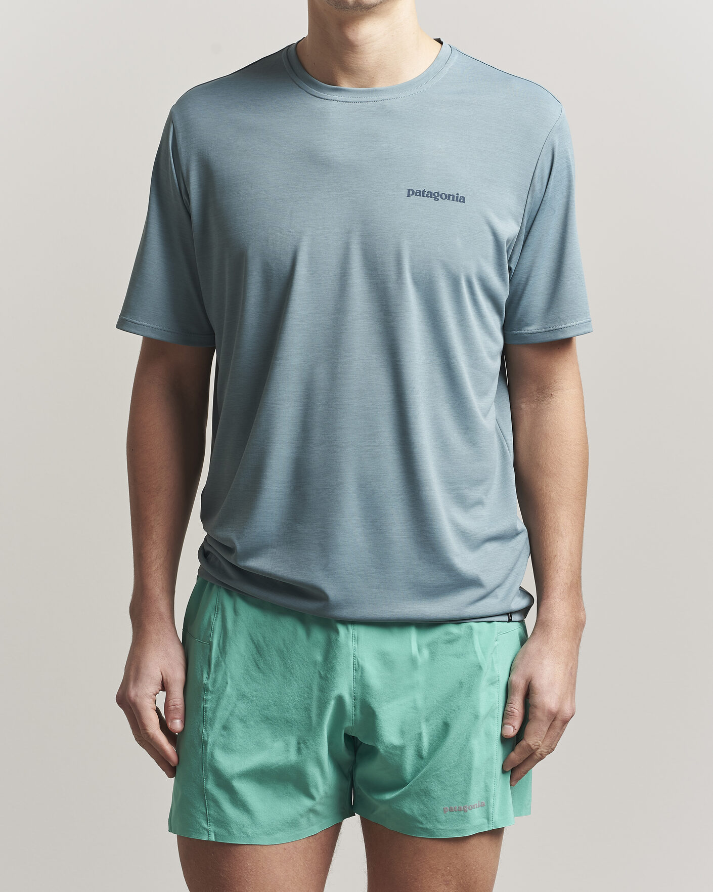 Herr | T-Shirts | Patagonia | Cap Cool Daily Logo T-Shirt Blue Sage