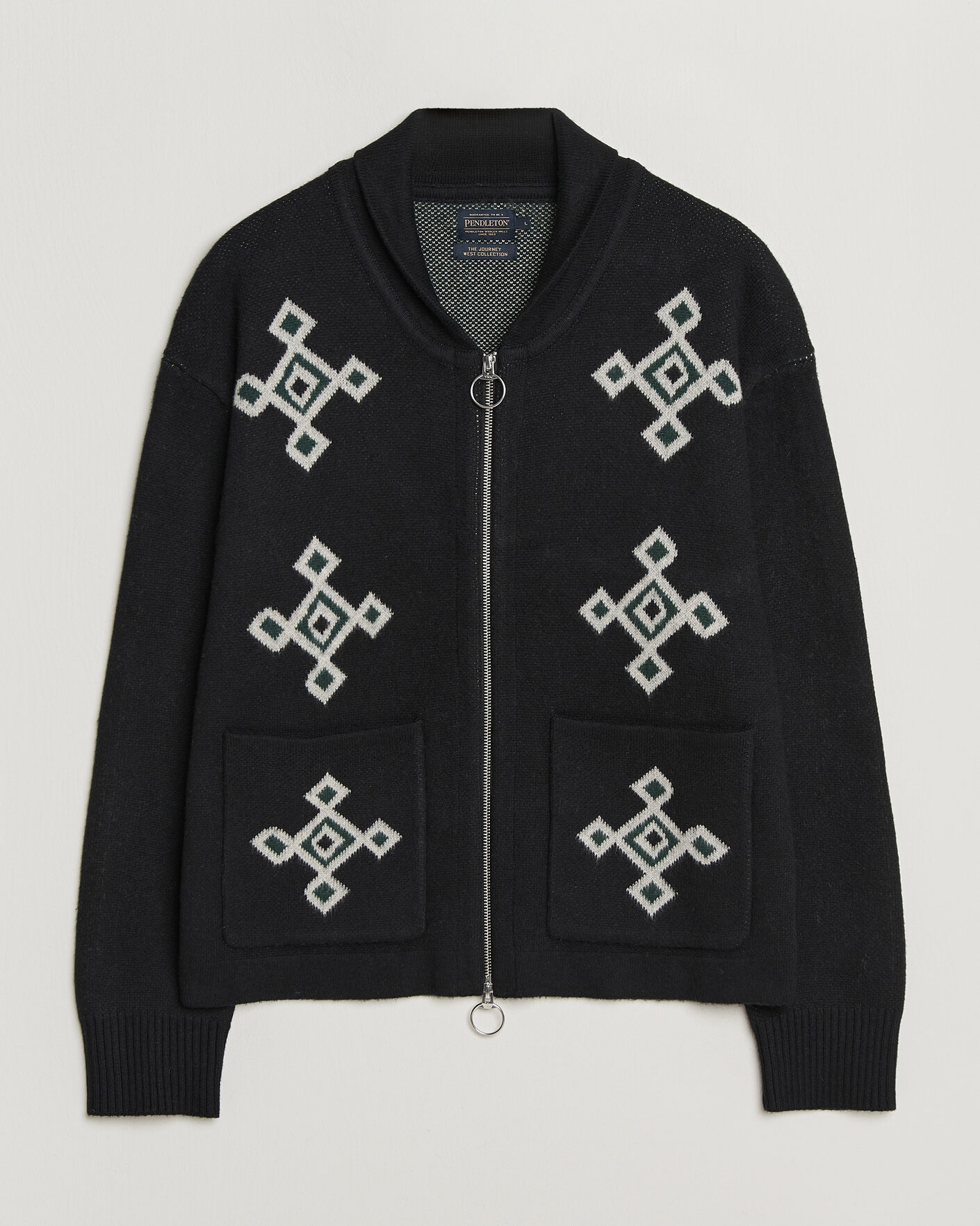 Herr | Tröjor | Pendleton | Jacquard Motif Zip Cardigan Midnight