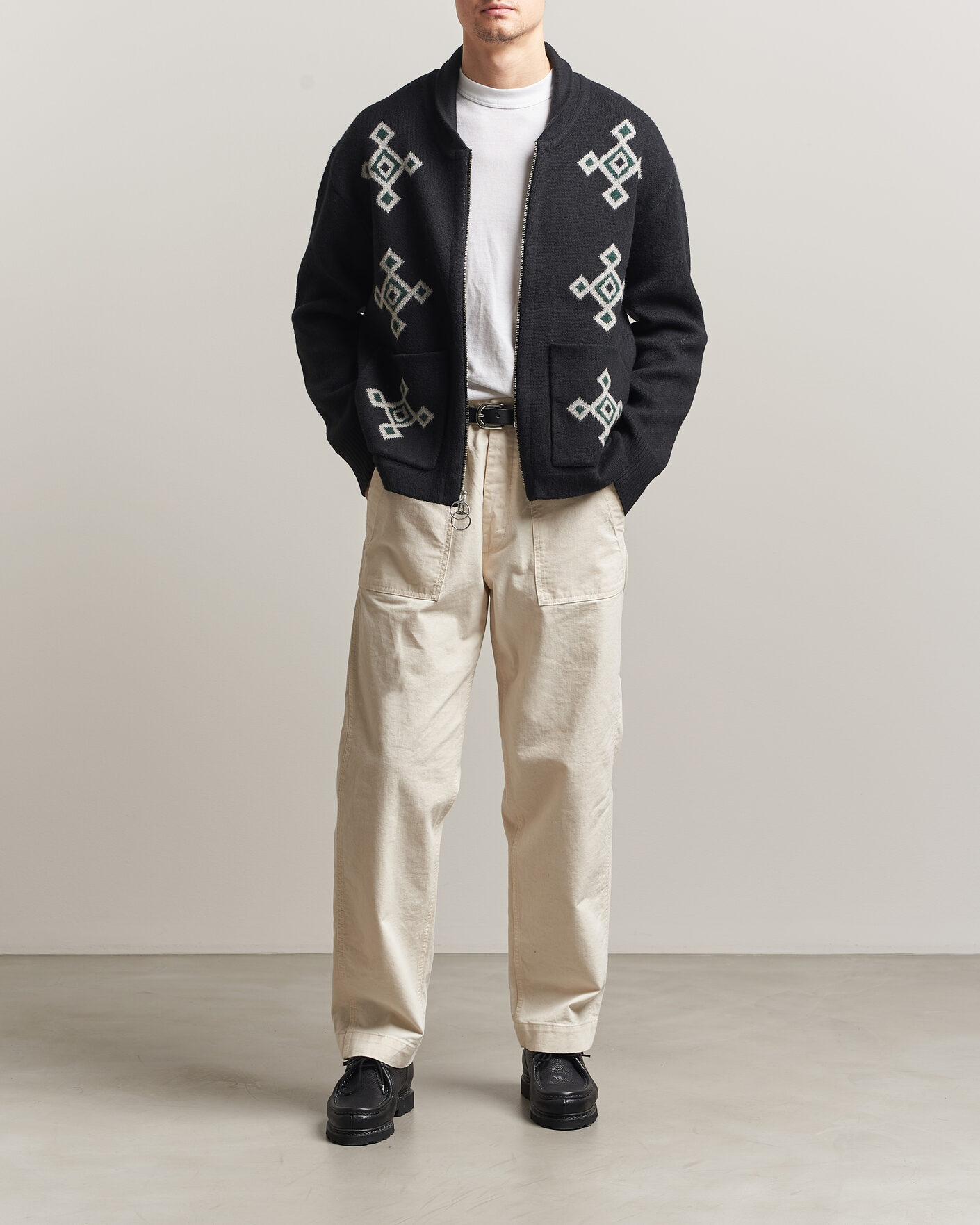 Herr | Tröjor | Pendleton | Jacquard Motif Zip Cardigan Midnight