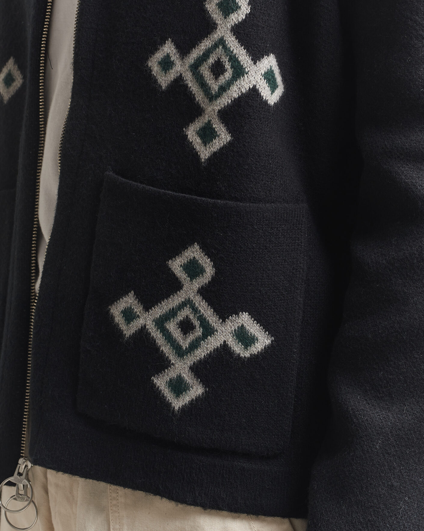 Herr | Tröjor | Pendleton | Jacquard Motif Zip Cardigan Midnight