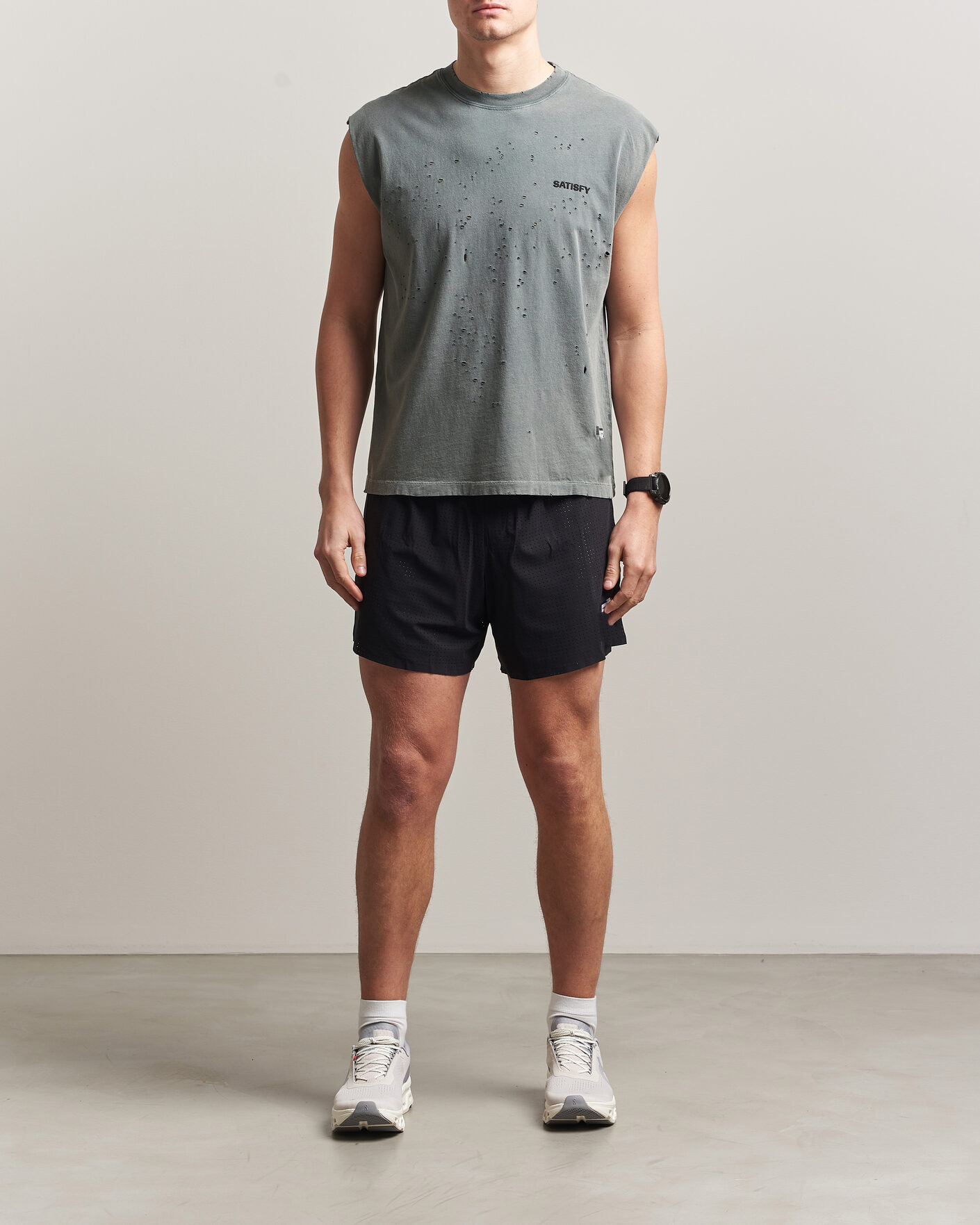 Herr | T-Shirts | Satisfy | MothTech Muscle Tee Faded Black