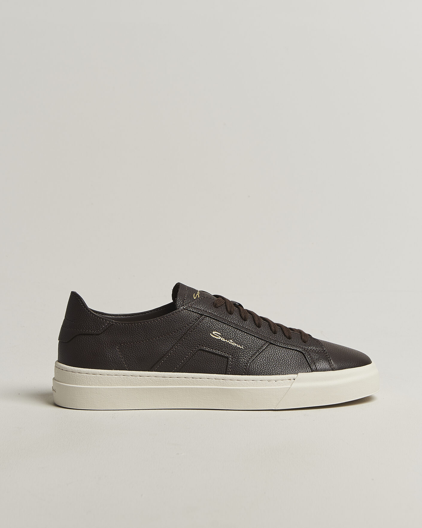 Herr | Sneakers | Santoni | Double Buckle Sneakers Dark Brown Calf
