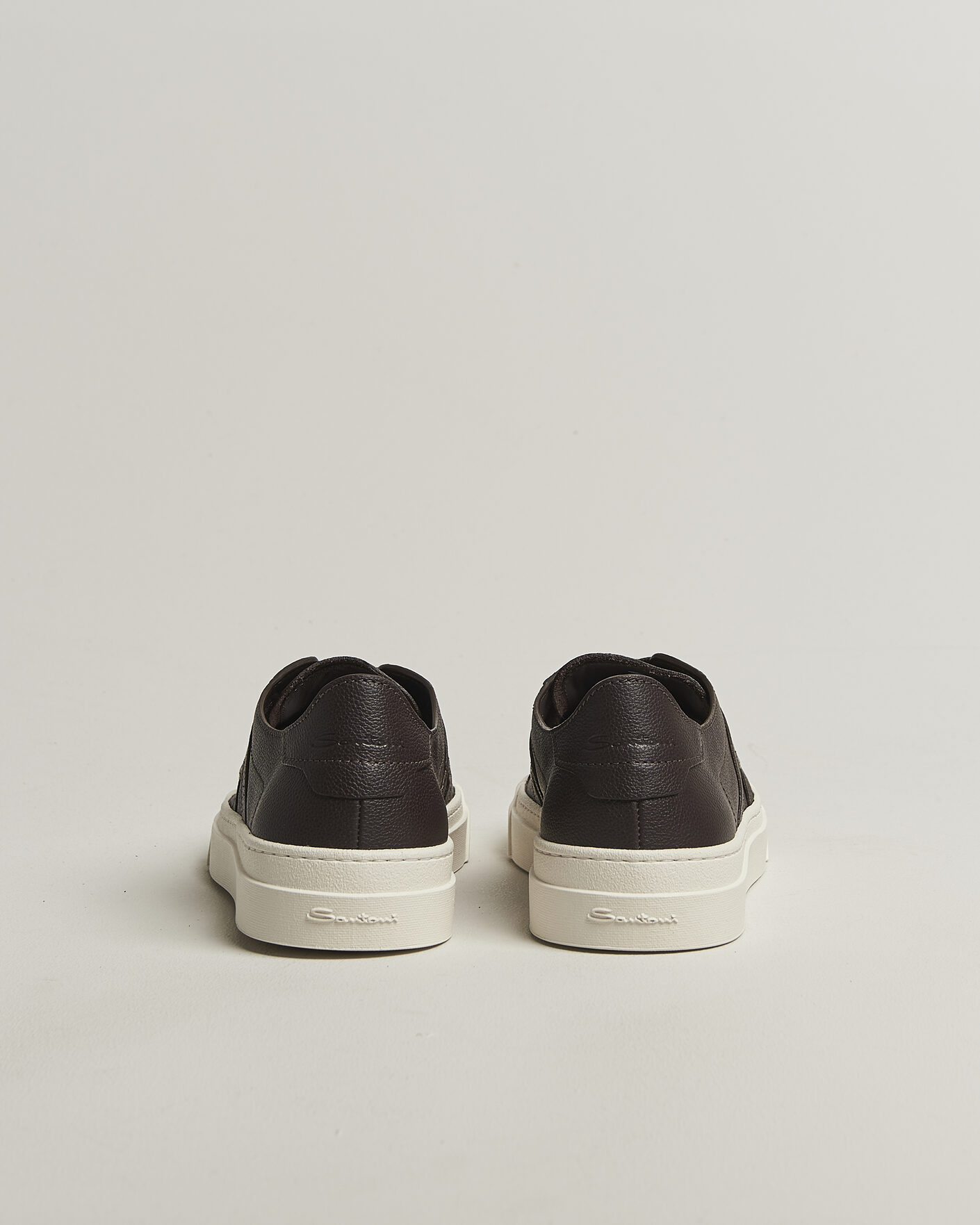 Herr | Sneakers | Santoni | Double Buckle Sneakers Dark Brown Calf