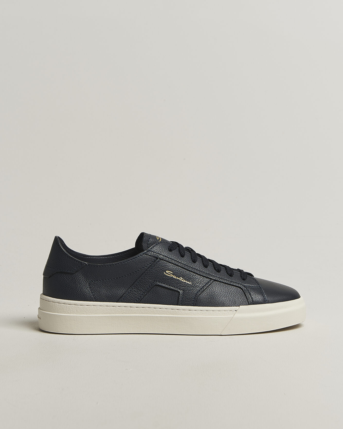 Herr | Sneakers | Santoni | Double Buckle Sneakers Navy Calf