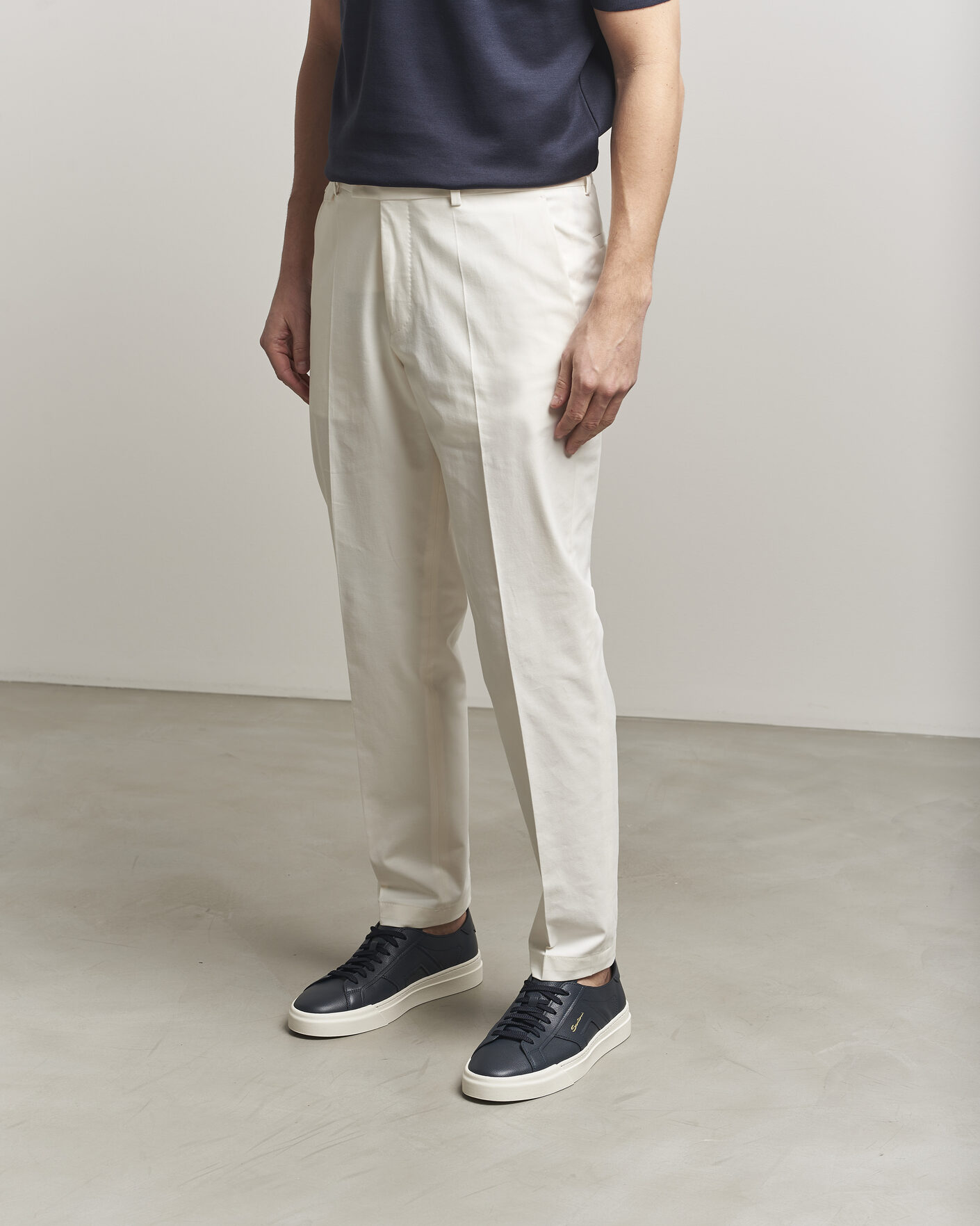 Herr | Sneakers | Santoni | Double Buckle Sneakers Navy Calf