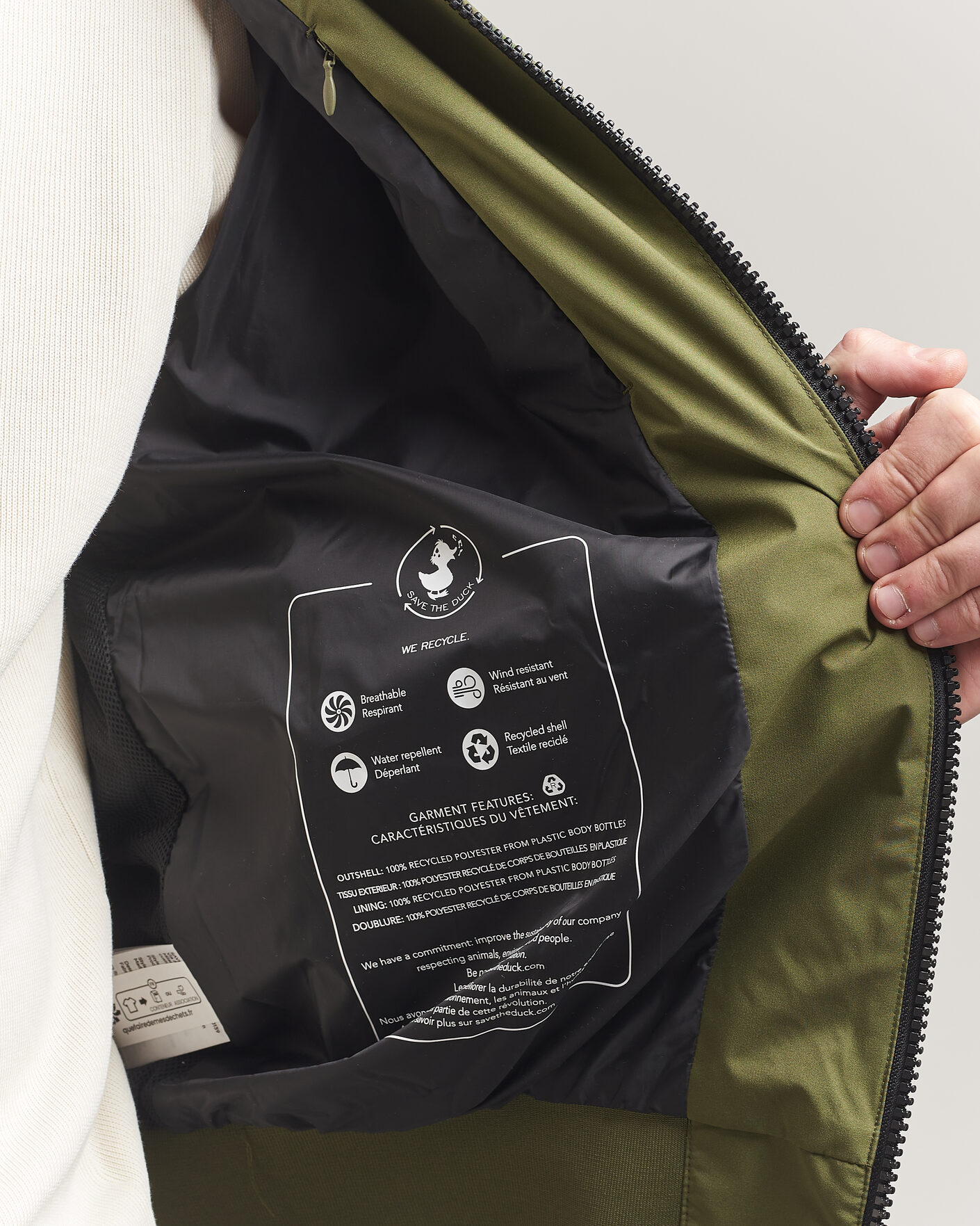 Herr | Jackor | Save The Duck | Finlay Nylon Harrington Jacket Dusty Olive