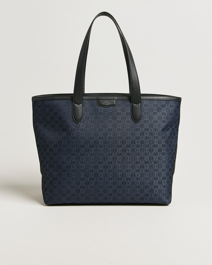 Herr | Väskor | Smythson | Canvas Stamp Tote Navy