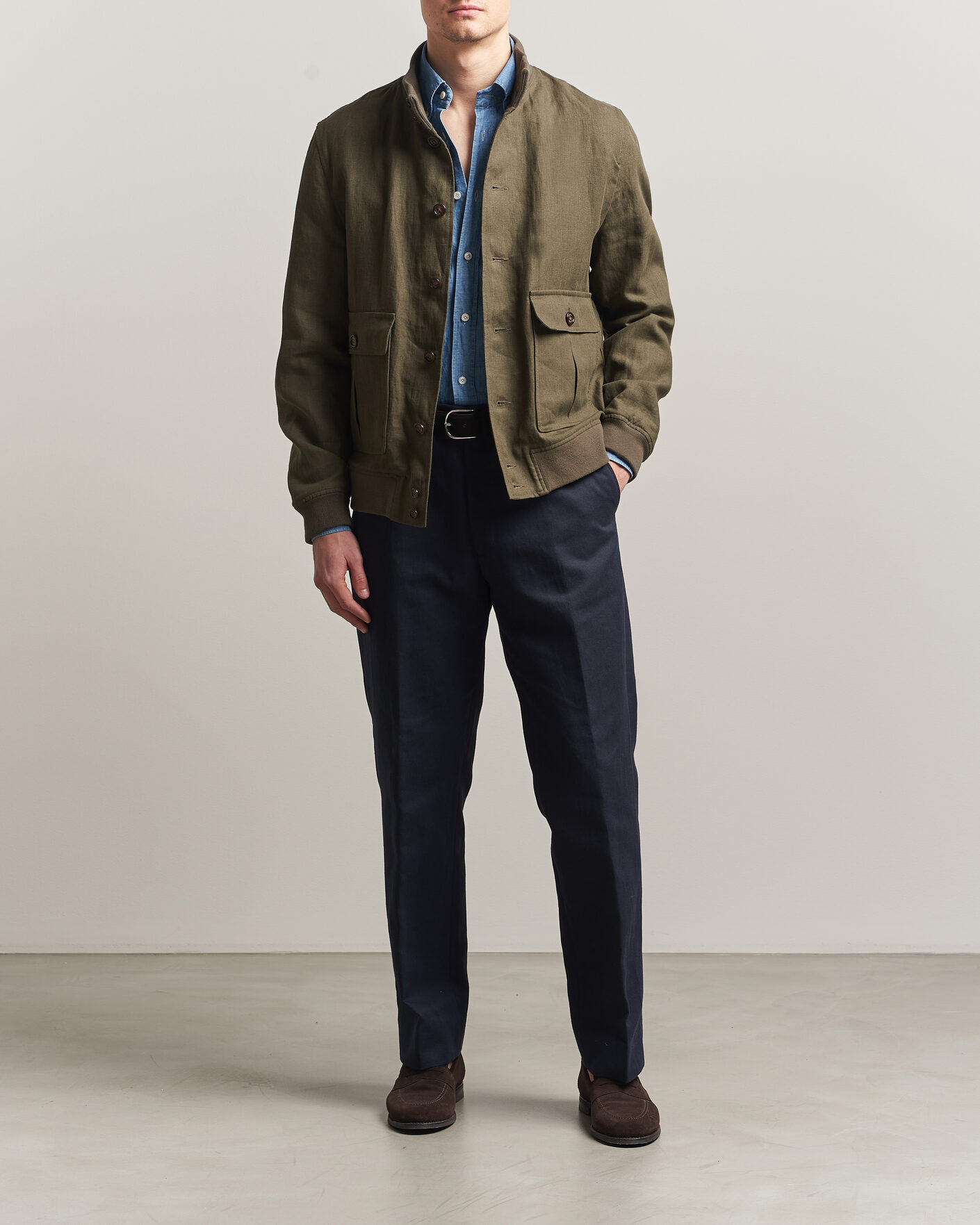 Herr | Jackor | Valstar | Valstarino Linen Jacket Olive