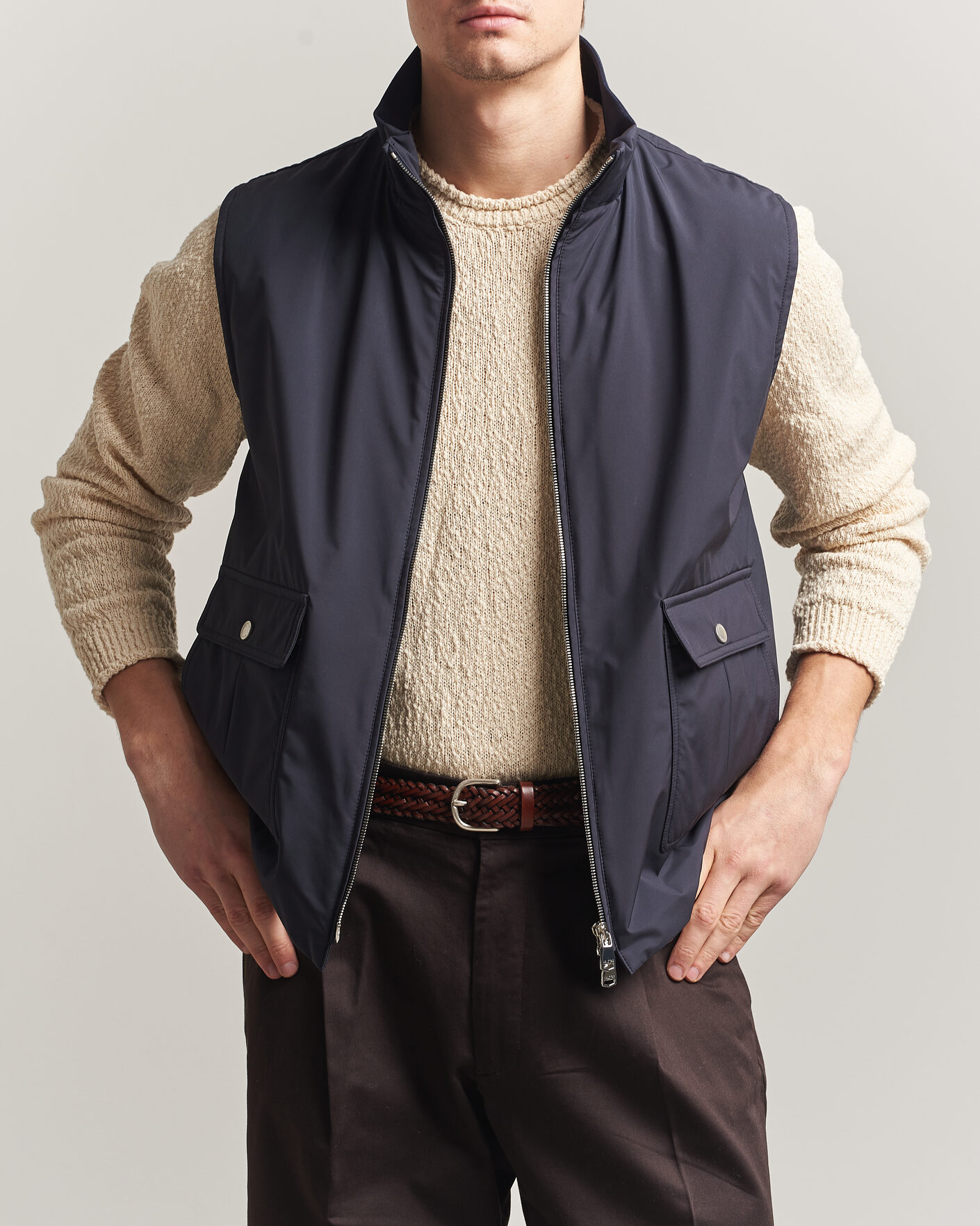 Herr | Västar | Valstar | Nylon Zip Vest Navy