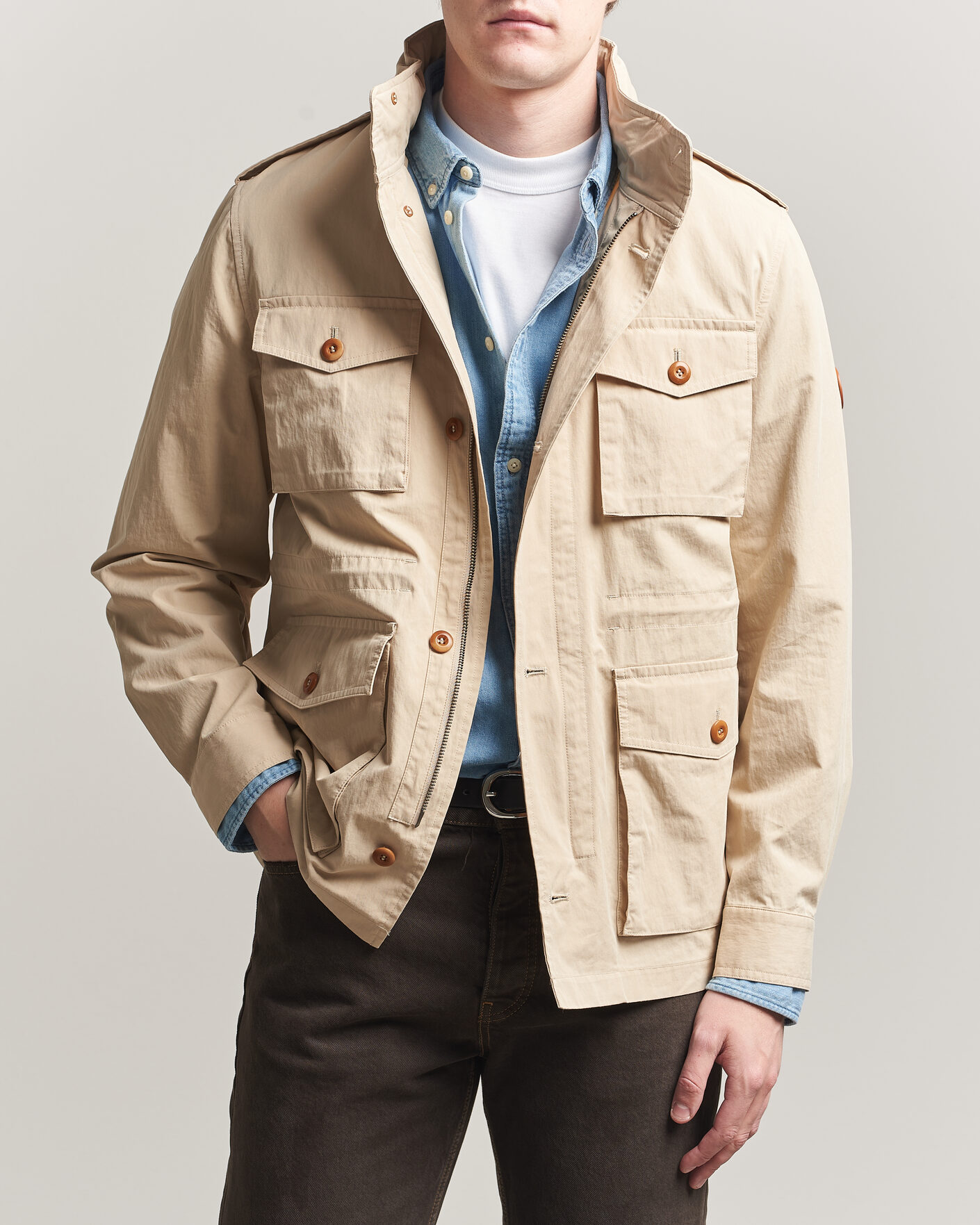 Herr | Jackor | GANT | Cotton Field Jacket Oat Beige