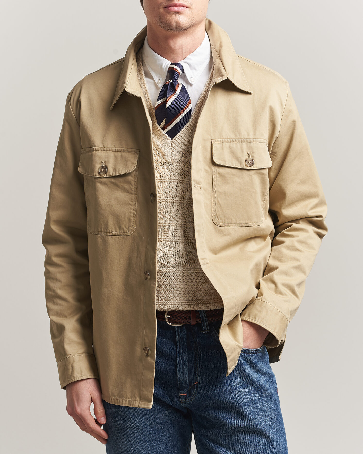 Herr | Skjortor | Gant | Regular Fit Cotton Twill Overshirt Woody Beige