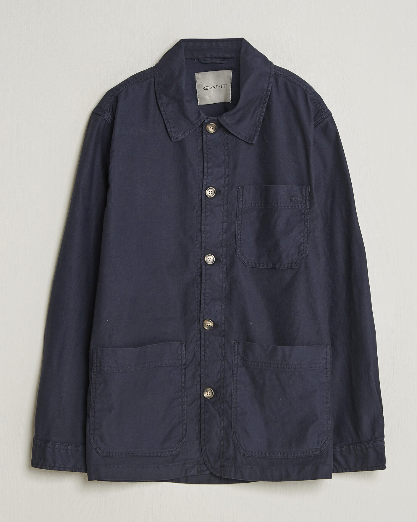 Herr | Skjortor | GANT | Regular Fit Cotton/Linen Overshirt Evening Blue