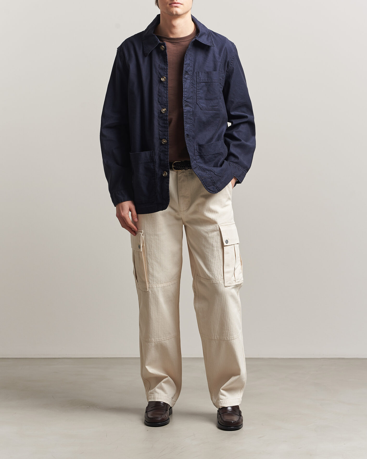 Herr | Skjortor | GANT | Regular Fit Cotton/Linen Overshirt Evening Blue