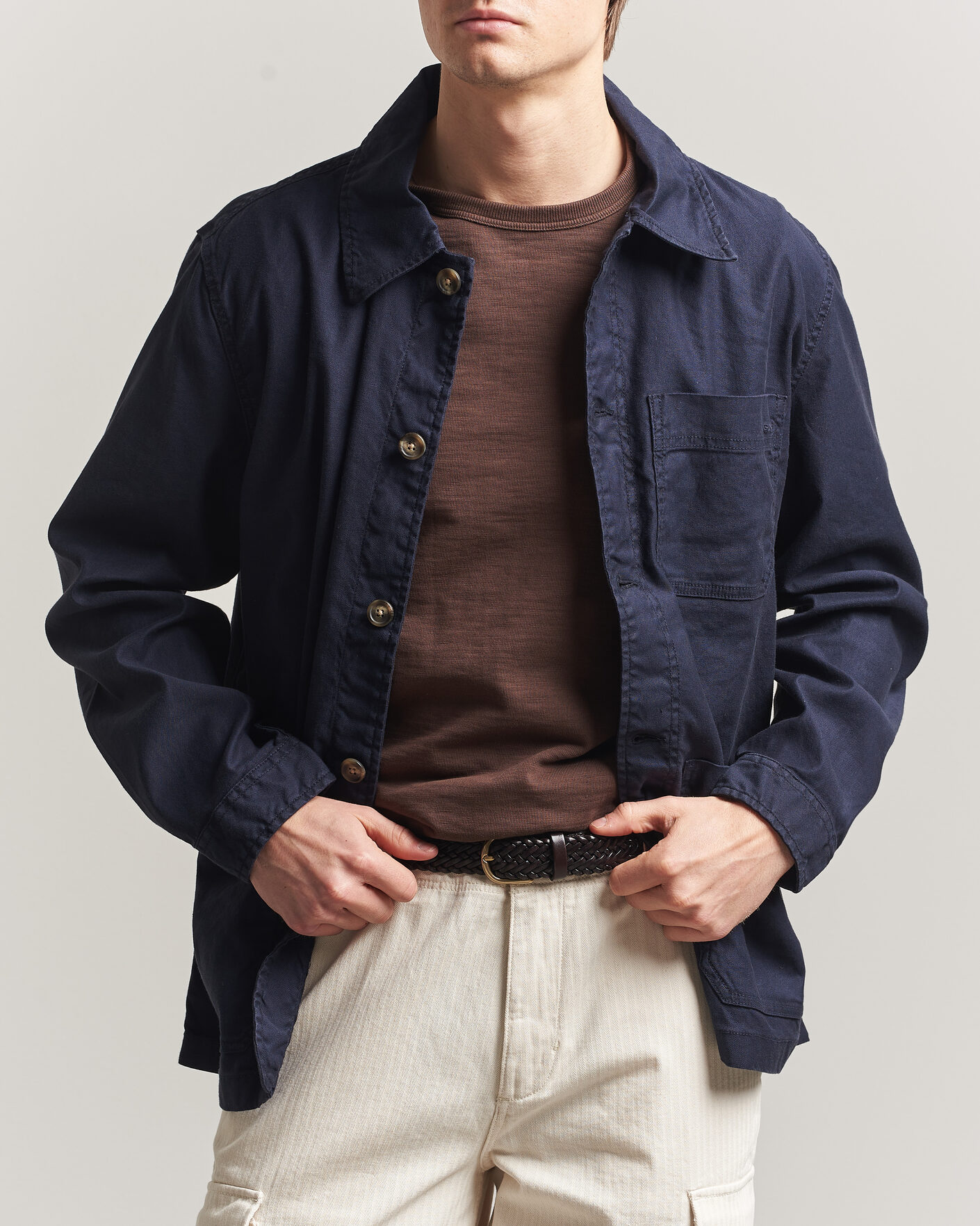 Herr | Skjortor | GANT | Regular Fit Cotton/Linen Overshirt Evening Blue