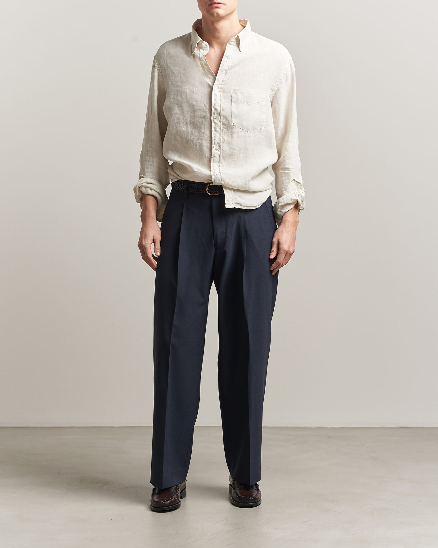 Herr | Skjortor | Gant | Regular Fit Garment Dyed Linen Shirt Sand