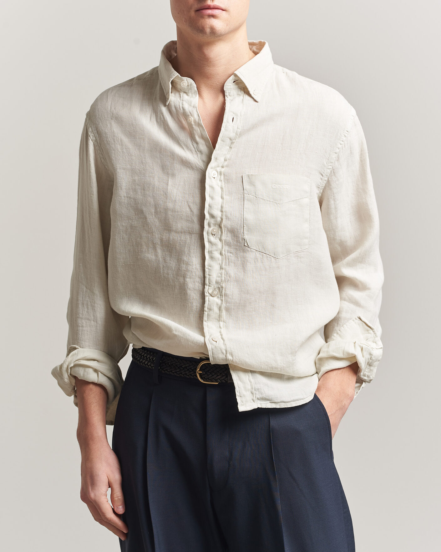 Herr | Skjortor | Gant | Regular Fit Garment Dyed Linen Shirt Sand