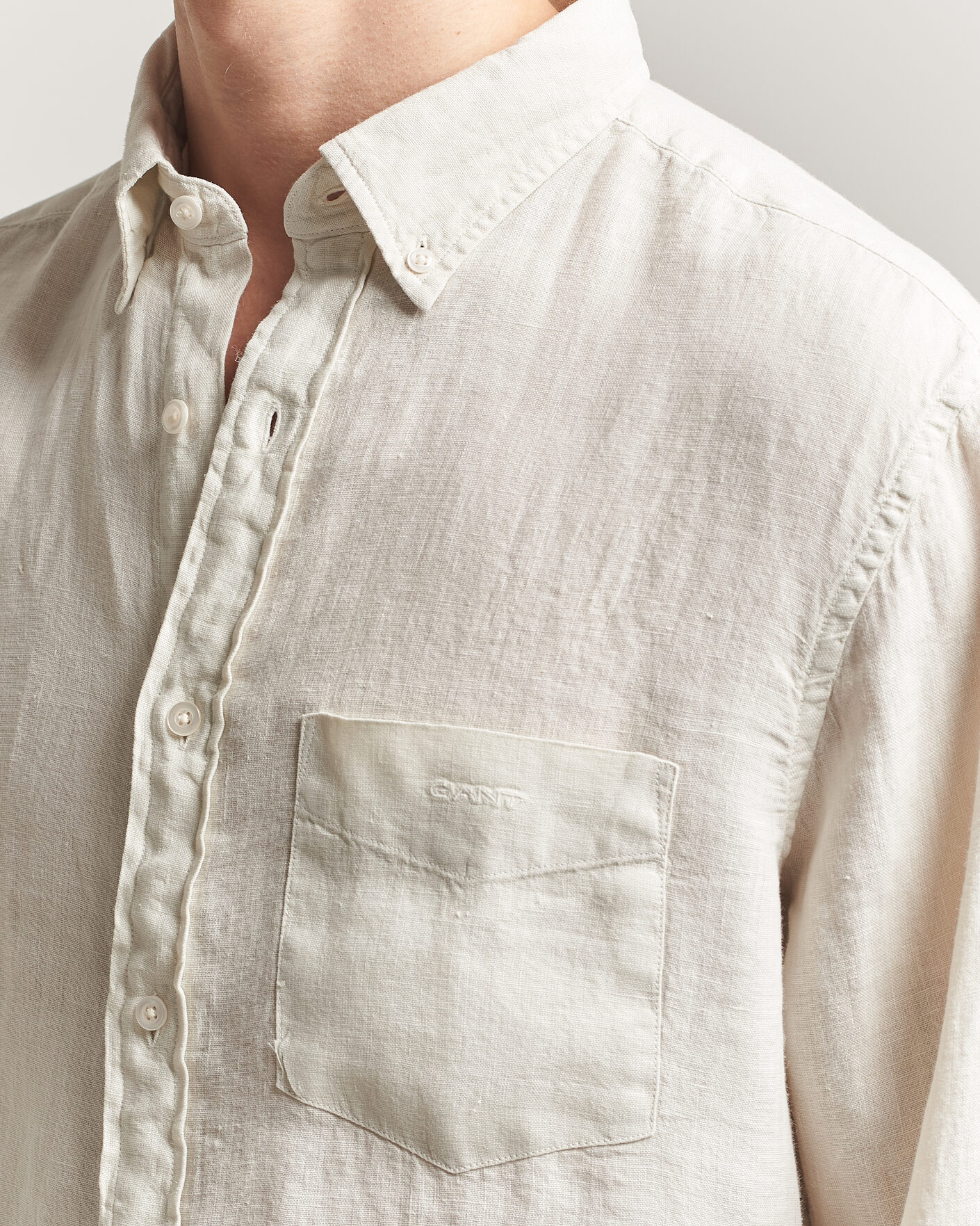 Herr | Skjortor | Gant | Regular Fit Garment Dyed Linen Shirt Sand