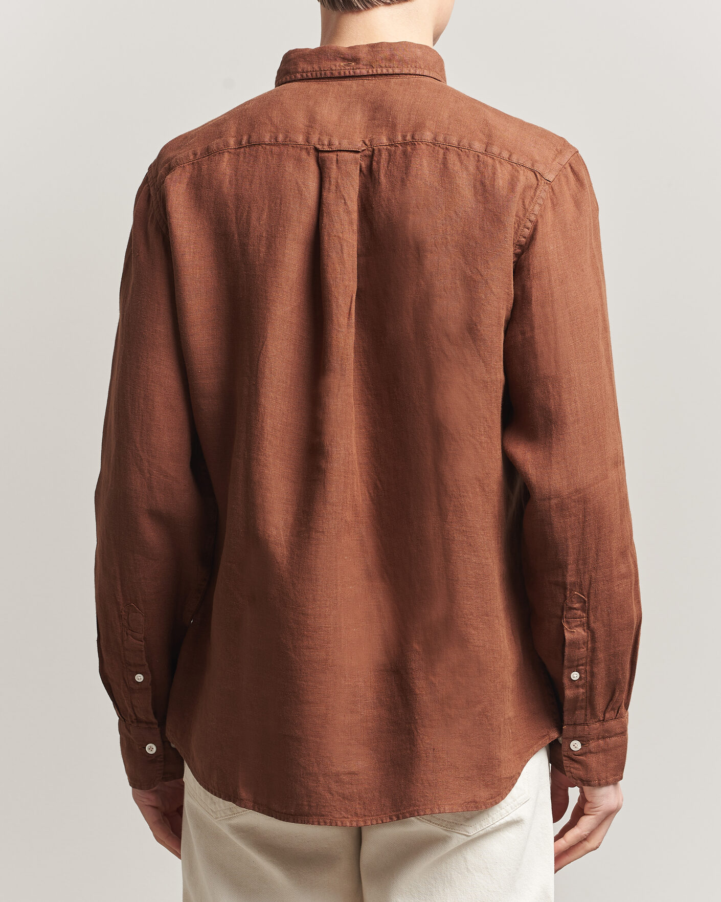 Herr | Skjortor | Gant | Regular Fit Garment Dyed Linen Shirt Mahogany Brown